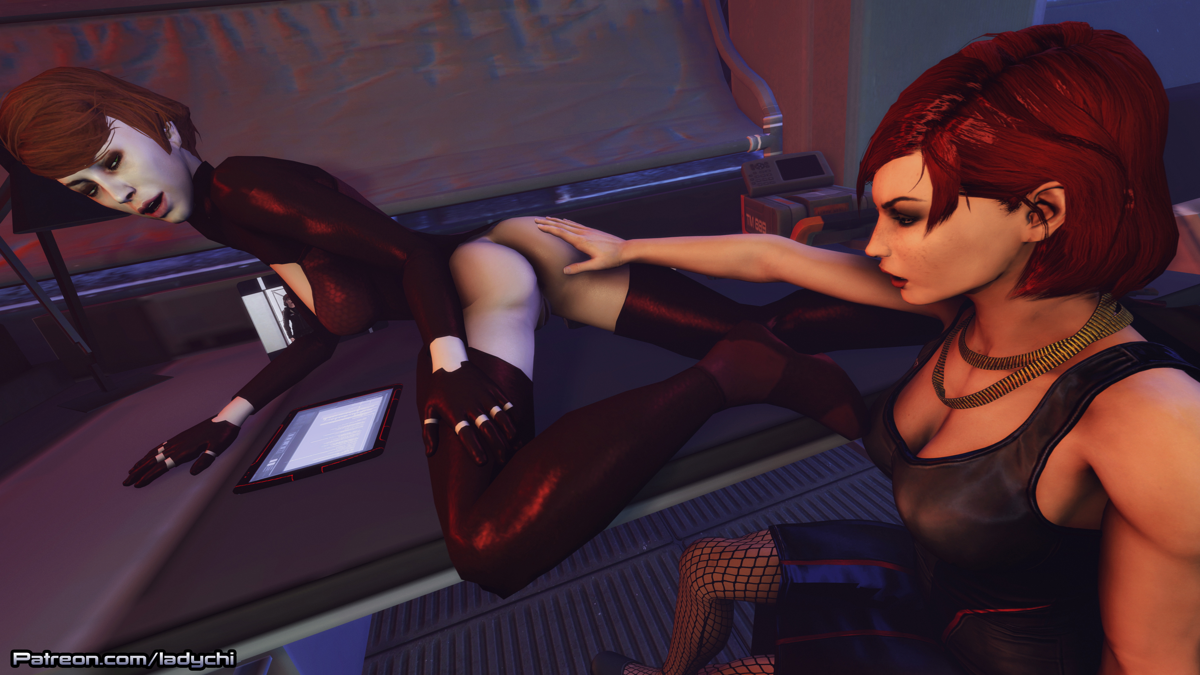  Shepard having some with Kelly s ass!  Mass Effect Kelly Chambers Commander Shepard Femshep Ass Lingerie Sfm Yuri Nude Naked Pussy Boobs Romance Glamour
