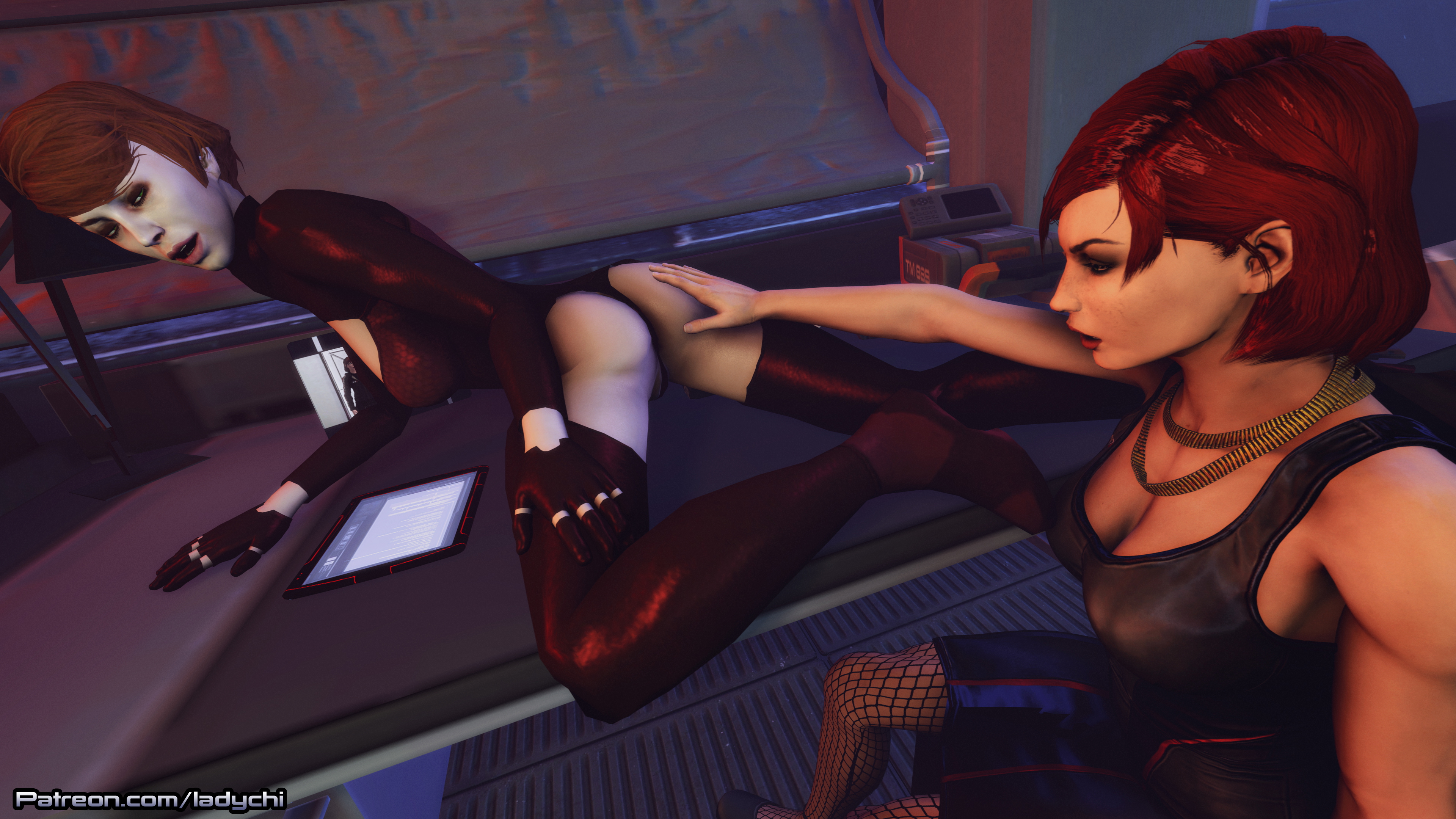  Shepard having some with Kelly s ass!  Mass Effect Kelly Chambers Commander Shepard Femshep Ass Lingerie Sfm Yuri Nude Naked Pussy Boobs Romance Glamour 2