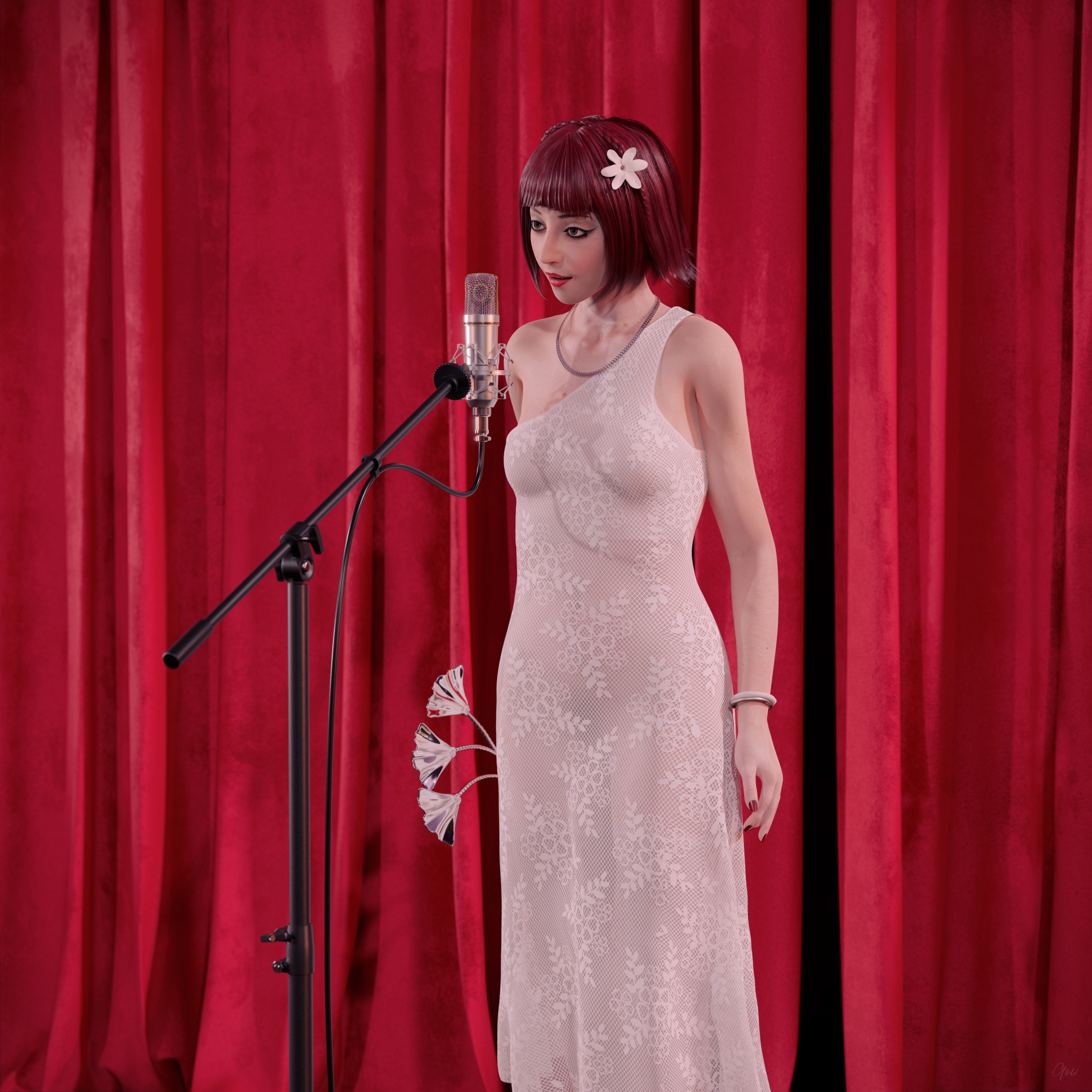 Cosplay at the recording session. (Nylon  UpSkirt) Repost. White Cosplay Recording Milf Hairy Pussy Horny Office_lady Indoor Posing Legs Tease Wet Pussy Standing Outfit Skirt Upskirt Party Dress Clothed Stockings Nylon High Heels Uniform Lace Bride 9