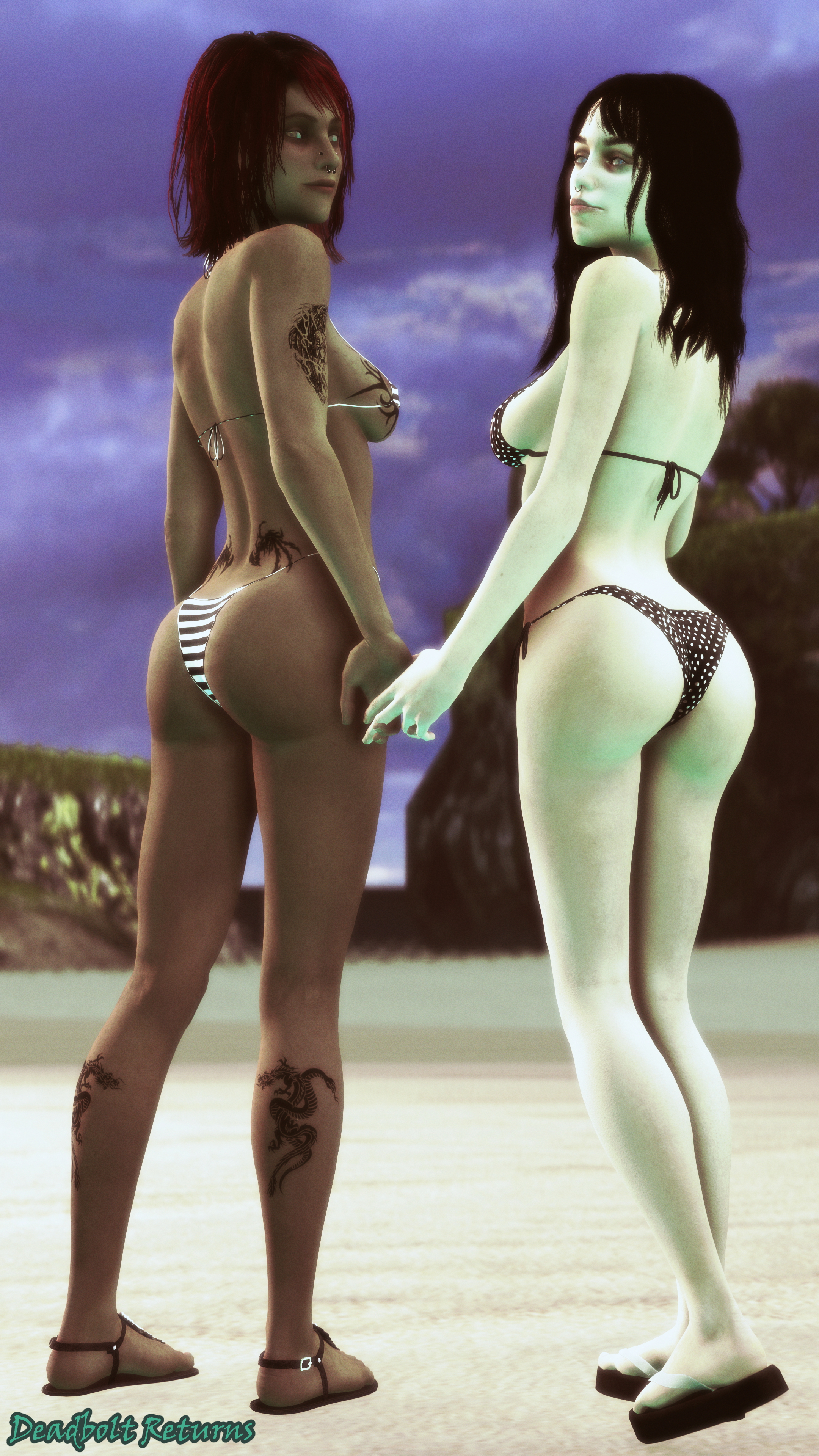 Heather and Jessie at the Beach (Sextape in Hell) Heather Morrison Sextape In Hell Sfm Source Filmmaker 3d Porn 3dnsfw Threesome