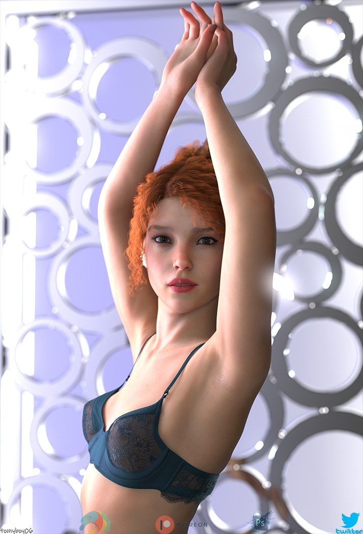 Mandy - Lust  Sexy Lingerie Solo Red Hair Pale Skinned Female Pinup 3