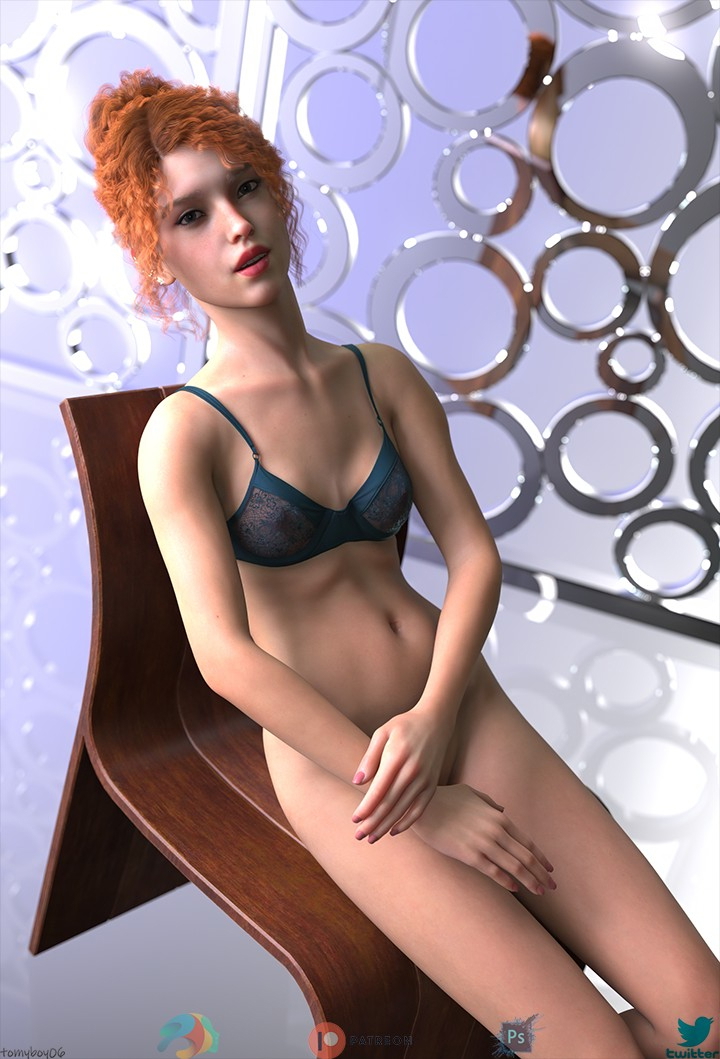 Mandy - Lust  Sexy Lingerie Solo Red Hair Pale Skinned Female Pinup 6