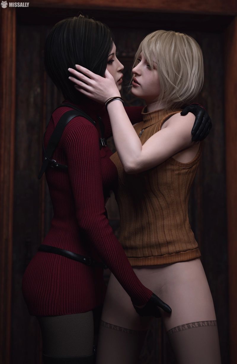 Ada Wong and Ashley Graham  Resident evil Ada Wong Resident Evil Ashley Graham Lesbian Blond Hair Brunette