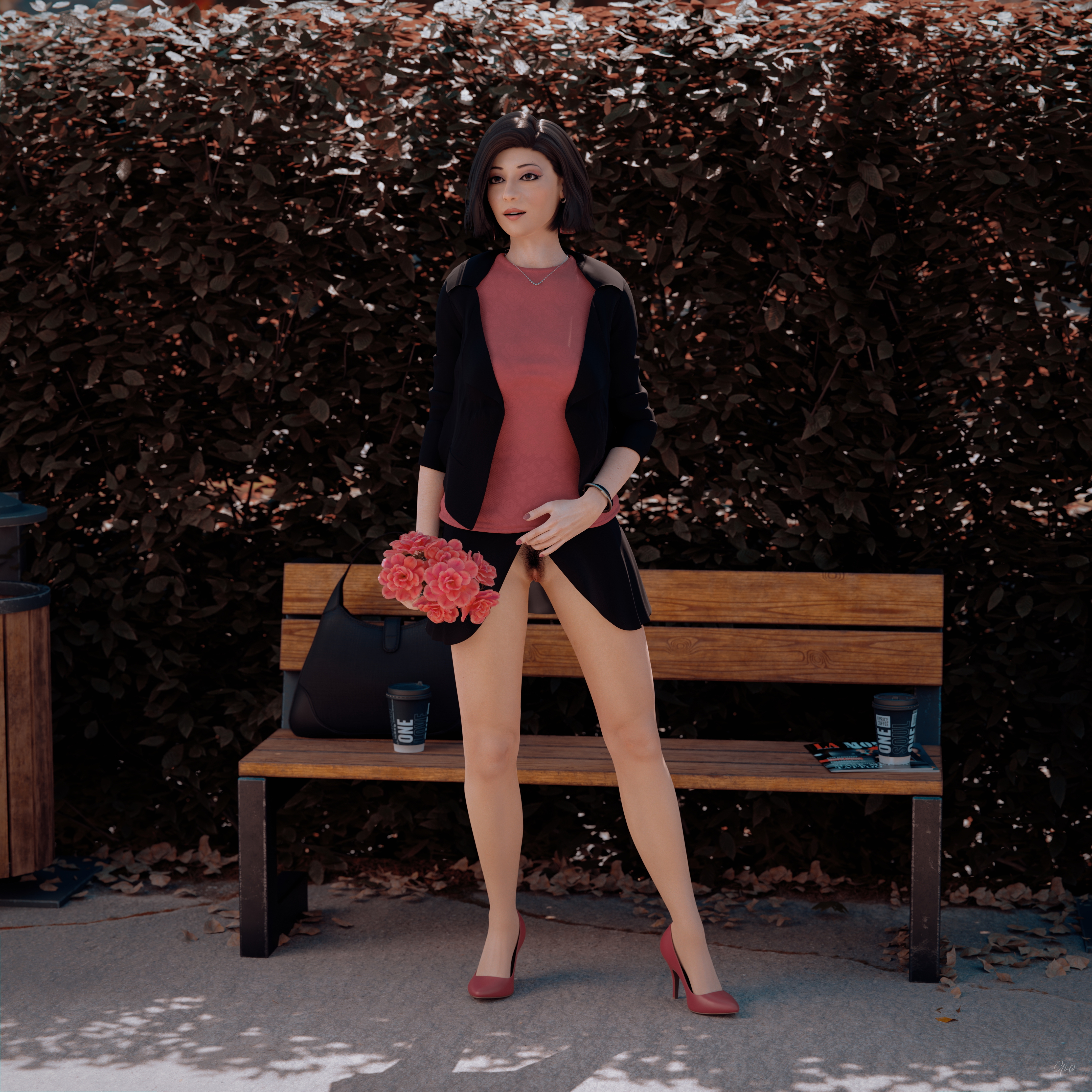 8th - Ronas s leg tease alternate set. (Outdoor upskirt) Wife Original Sexy Brunette Milf Hairy Pussy Horny Secretary Office_lady Outdoor Posing Legs Tease Wet Pussy Sitting Standing Outfit Skirt Upskirt Spread Legs Clothed No Panties High Heels Uniform 3
