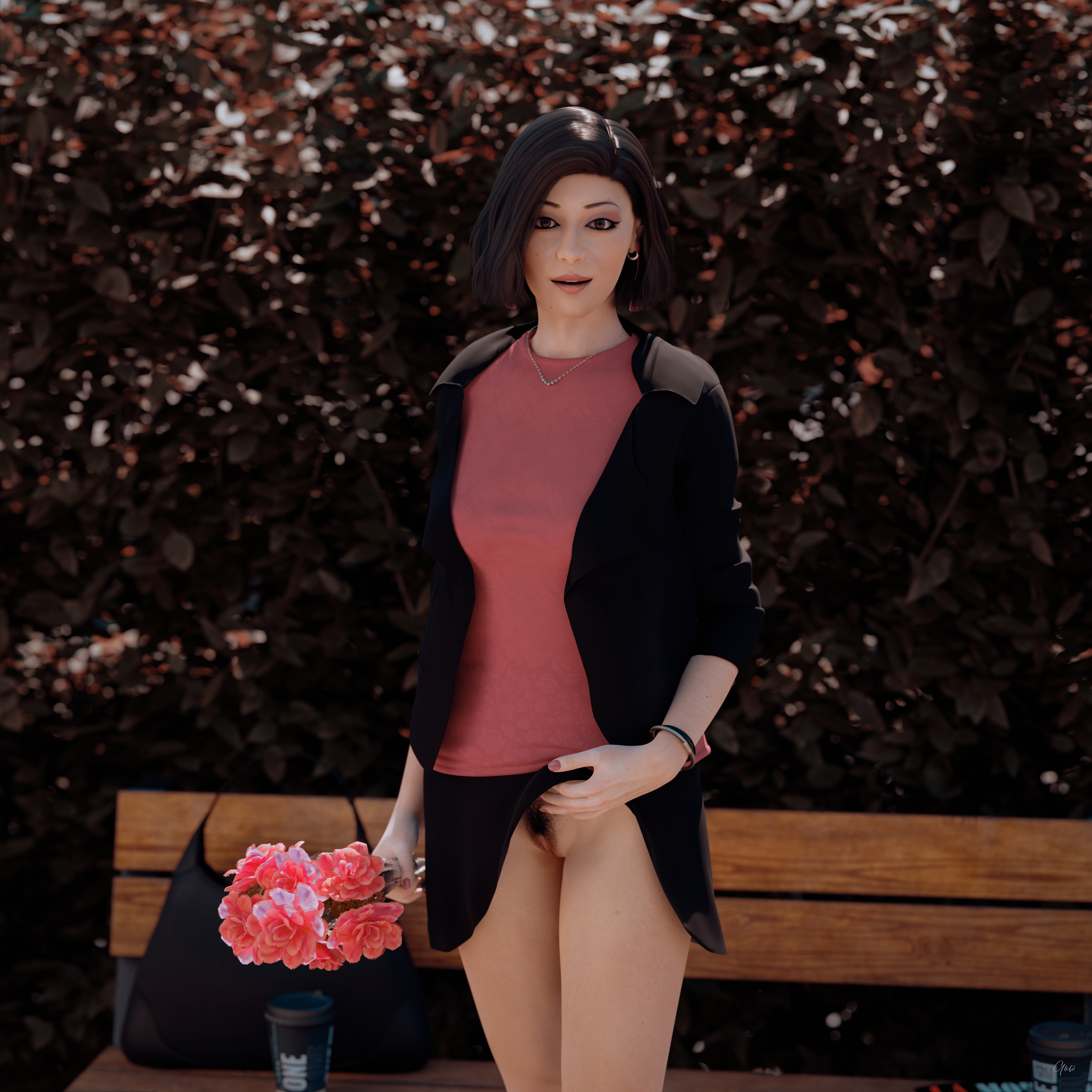 8th - Ronas s leg tease alternate set. (Outdoor upskirt) Wife Original Sexy Brunette Milf Hairy Pussy Horny Secretary Office_lady Outdoor Posing Legs Tease Wet Pussy Sitting Standing Outfit Skirt Upskirt Spread Legs Clothed No Panties High Heels Uniform 4