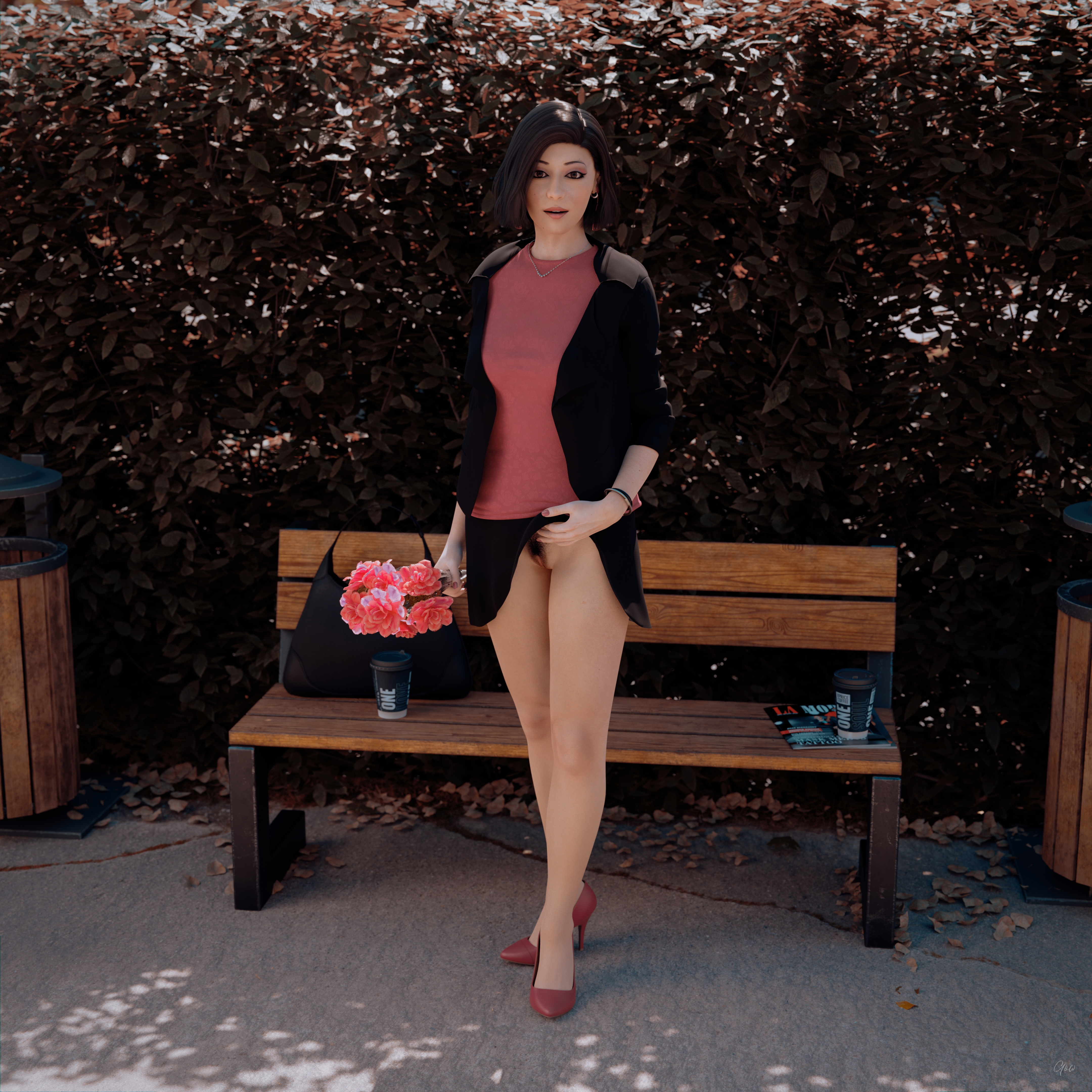 8th - Ronas s leg tease alternate set. (Outdoor upskirt) Wife Original Sexy Brunette Milf Hairy Pussy Horny Secretary Office_lady Outdoor Posing Legs Tease Wet Pussy Sitting Standing Outfit Skirt Upskirt Spread Legs Clothed No Panties High Heels Uniform 7