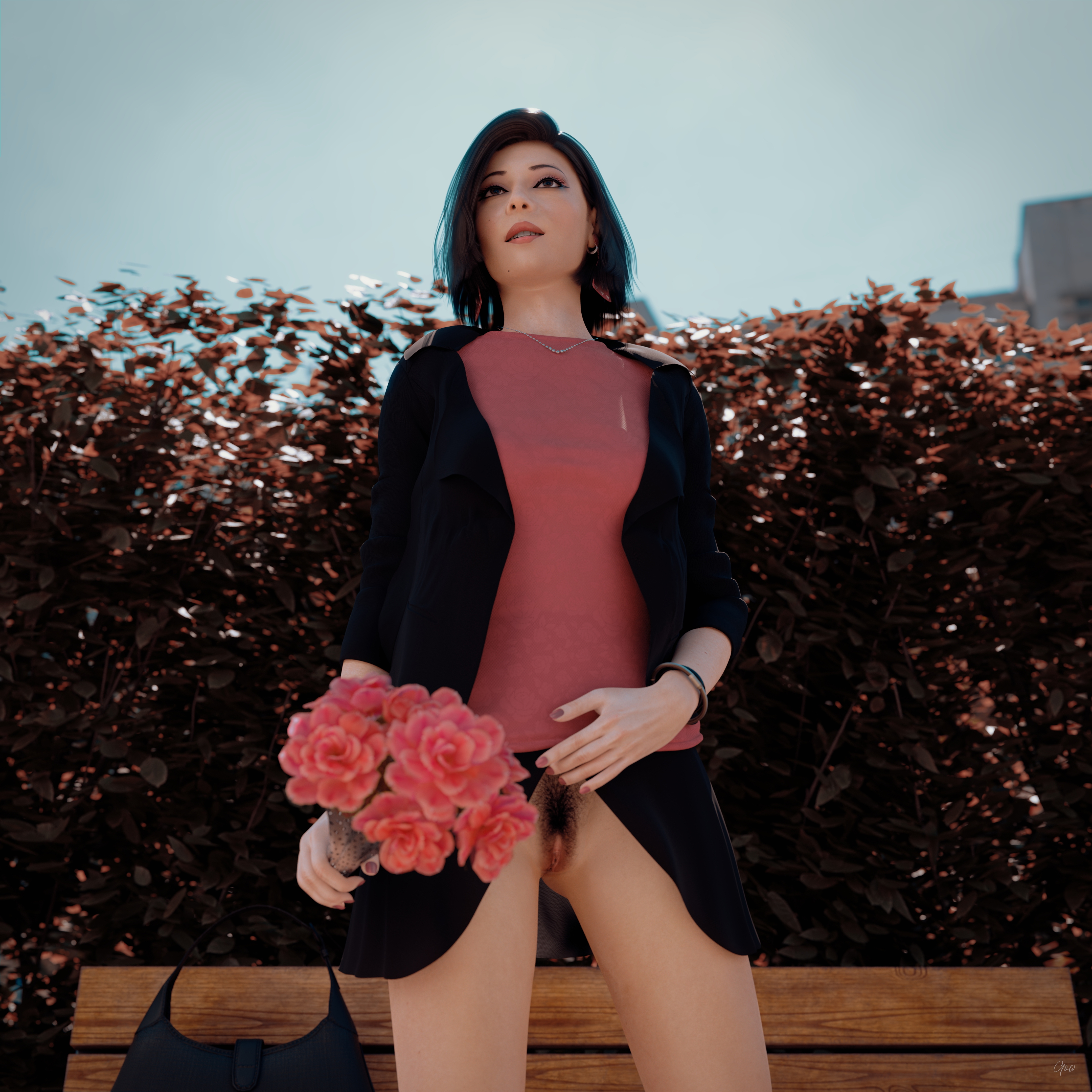 8th - Ronas s leg tease alternate set. (Outdoor upskirt) Wife Original Sexy Brunette Milf Hairy Pussy Horny Secretary Office_lady Outdoor Posing Legs Tease Wet Pussy Sitting Standing Outfit Skirt Upskirt Spread Legs Clothed No Panties High Heels Uniform 13