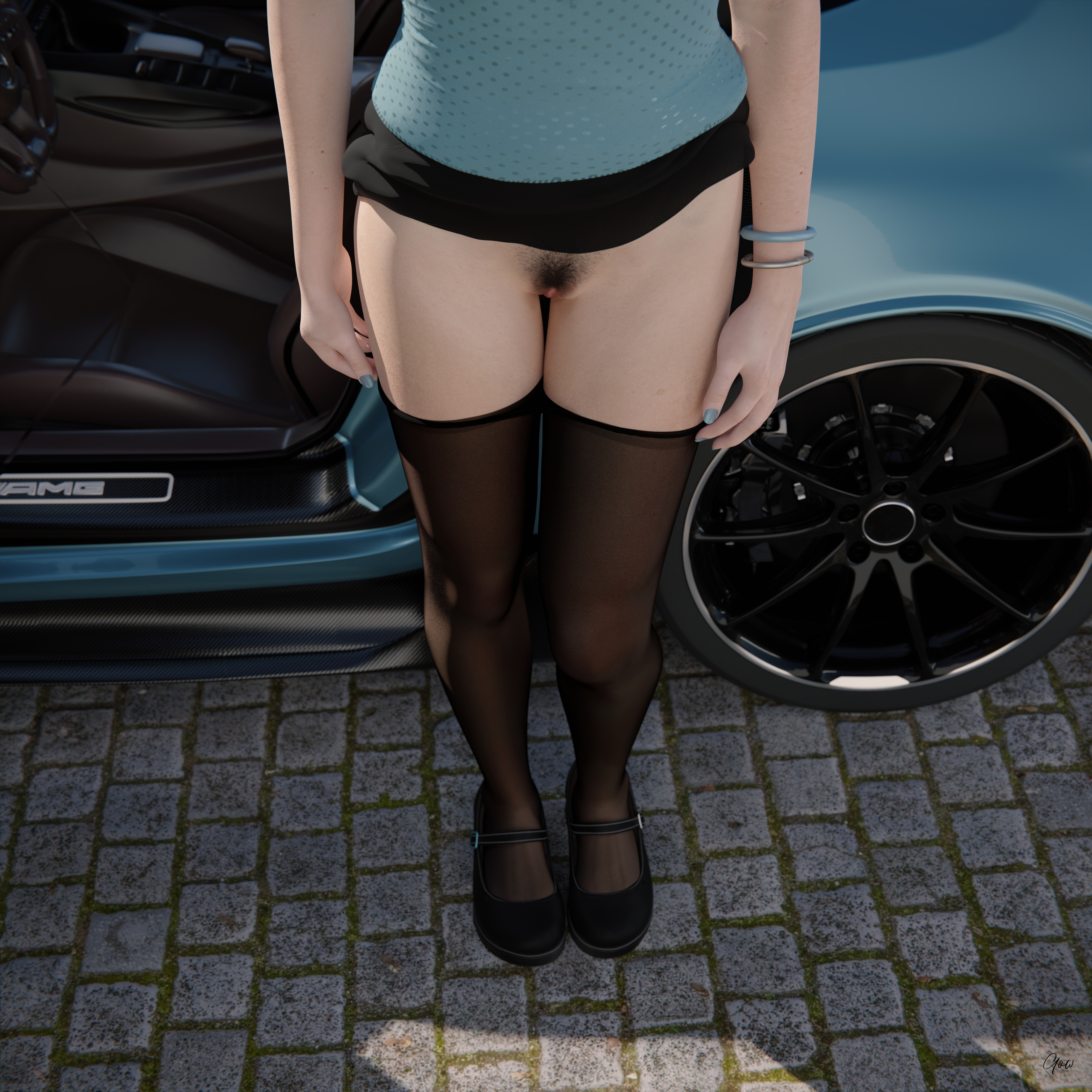 Wind on Blue (Part 2) Original Wife Outdoor Car Milf Sexy Brunette Nylon Pantyhose Upskirt Skirt Undressing Clothed Posing Standing No Panties Party Dress Wet Pussy Sexy Hairy Pussy 16
