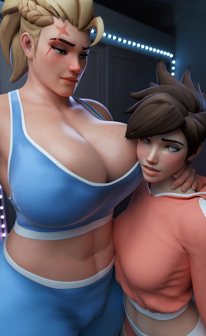 Pink heart tracer Overwatch Zarya (overwatch) Tracer Bottomless Breast Feeding
