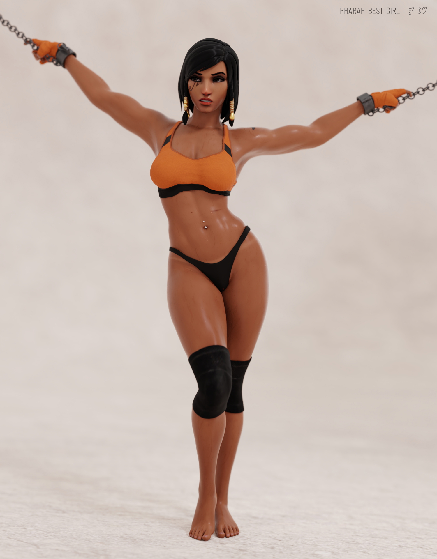 Pin up 68 Pharah Overwatch 3d Porn Sexy Nude Natural Boobs Abs Domination Chained Mad Pubic Hair Hairy Pussy