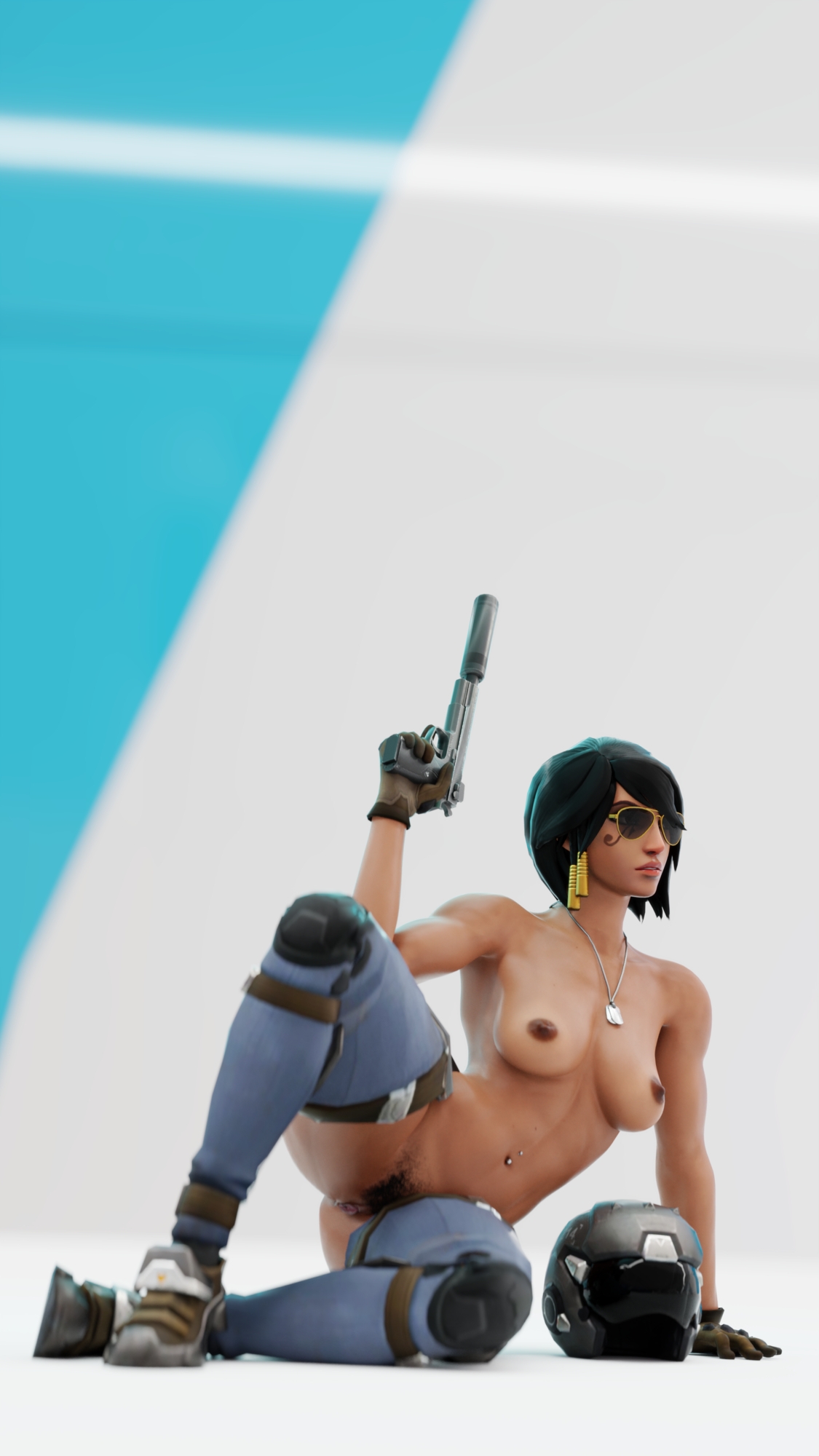 Pin up 86 Pharah Overwatch 3d Porn Sexy Nude Natural Boobs Natural Tits Pubic Hair Hairy Pussy Glasses