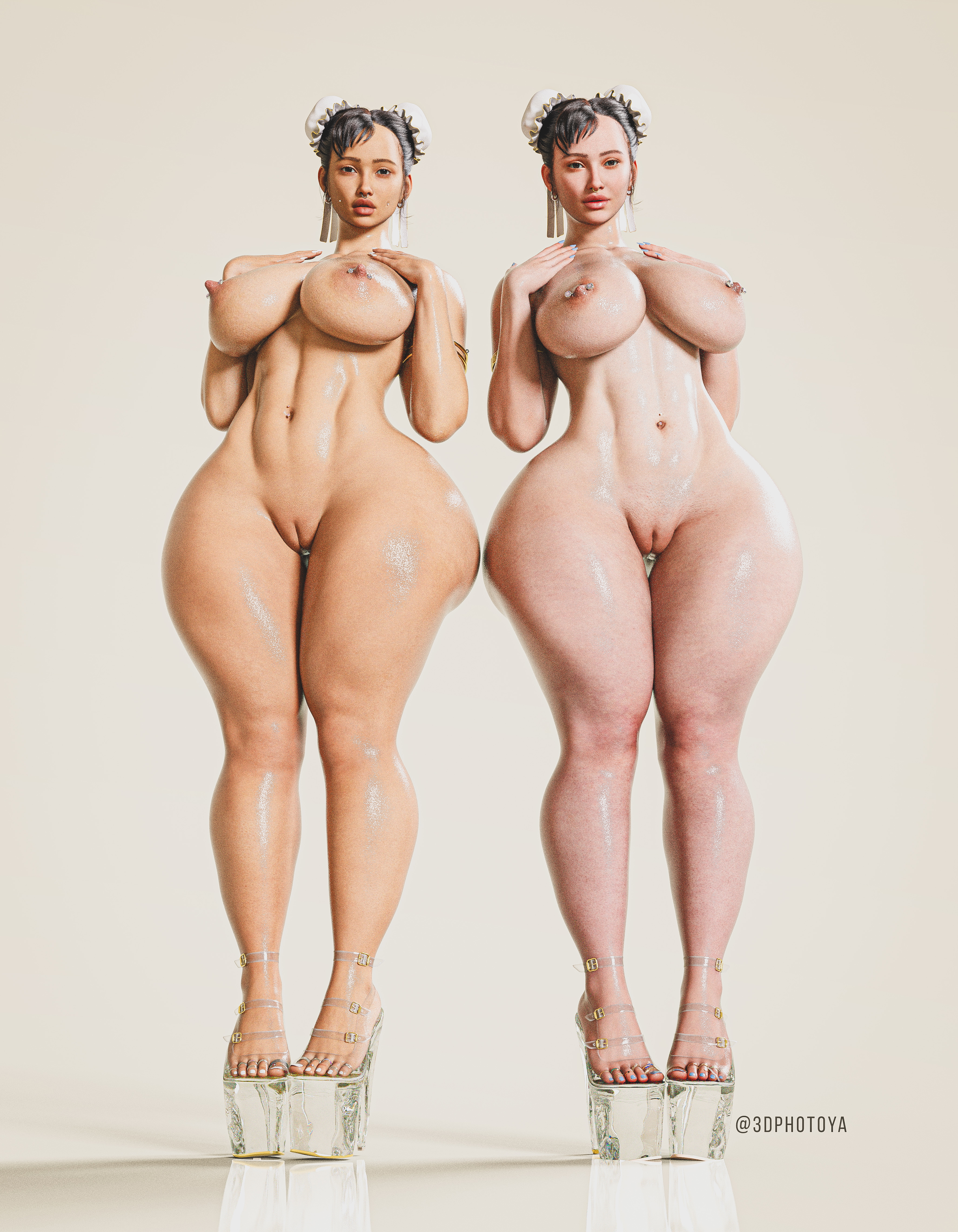 More Chun Li Chun Li Street Fighter Twins Photorealistic Thick Big Tits Big Ass 2