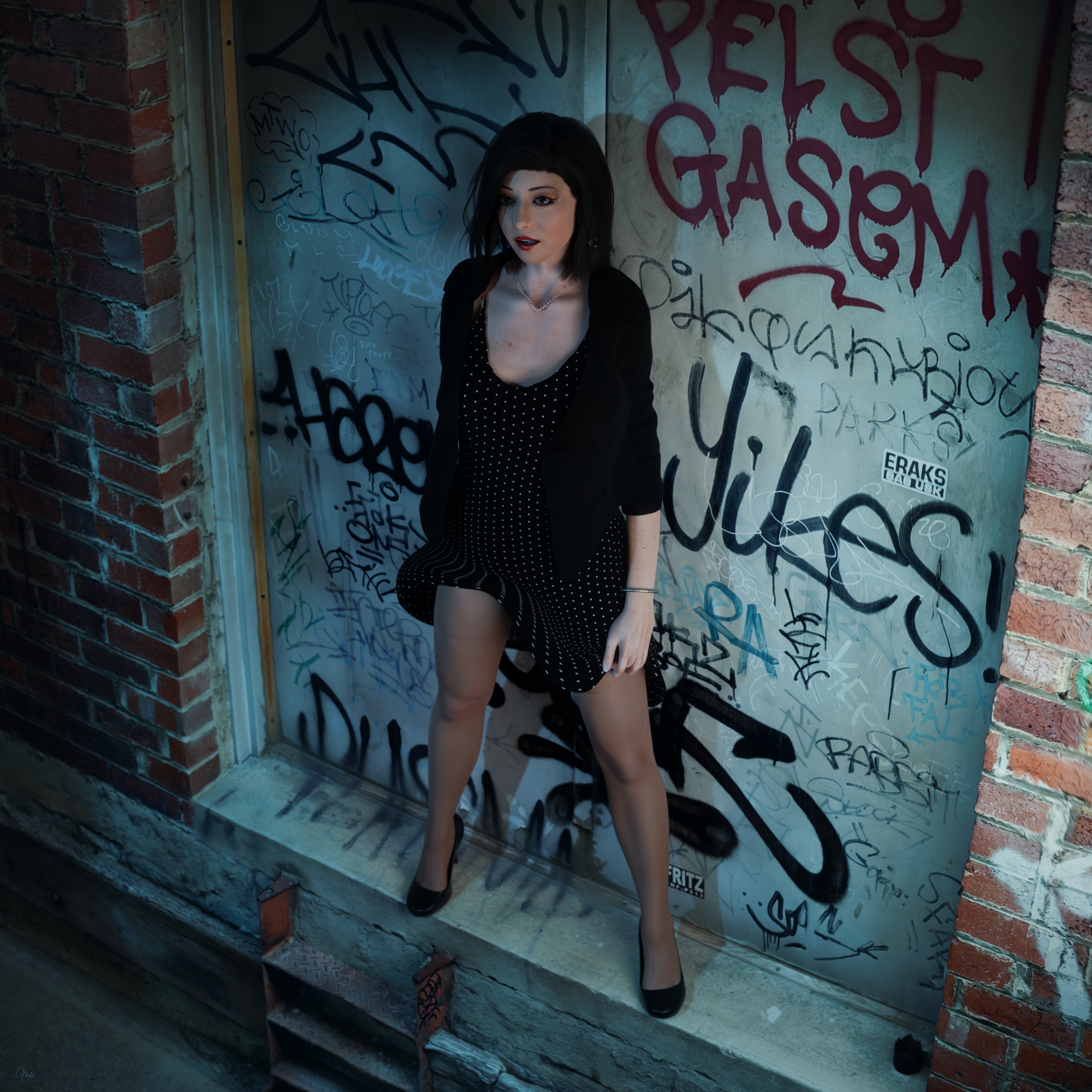 1.21 Gigawatts (S02 teasers) Original Wife Upskirt Pantyhose Nylon Sexy Brunette Night Thunderstorm Fantasy Office_lady Clothed Teaser High Heels Skirt Milf Outdoor 2