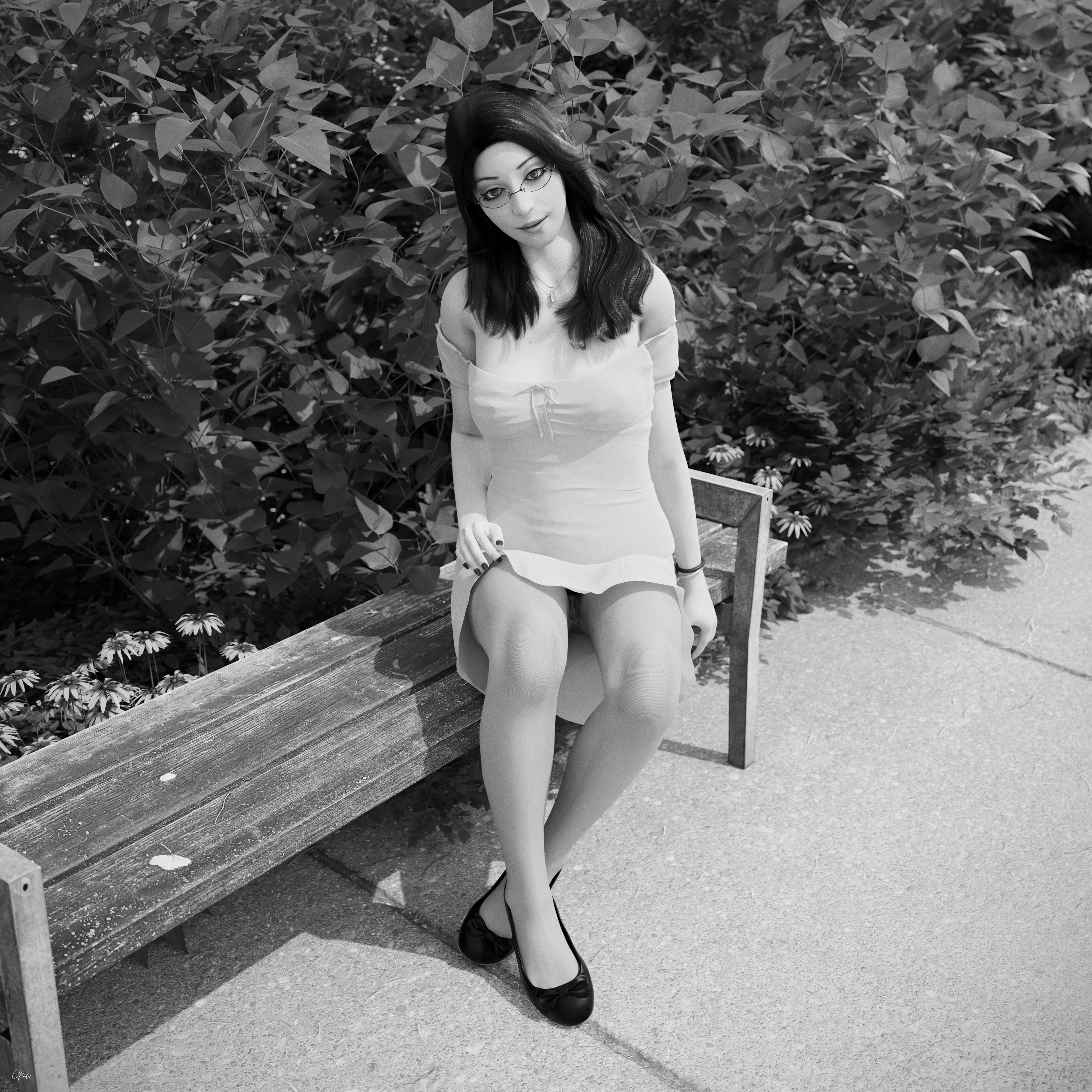 Waiting for the Wind Pt2. Black and White set Original Wife Black And White Outdoor Upskirt Nylon Pantyhose Tease Outfit Party Dress No Panties Wet Pussy After Sex Spread Legs Nature Legs 3