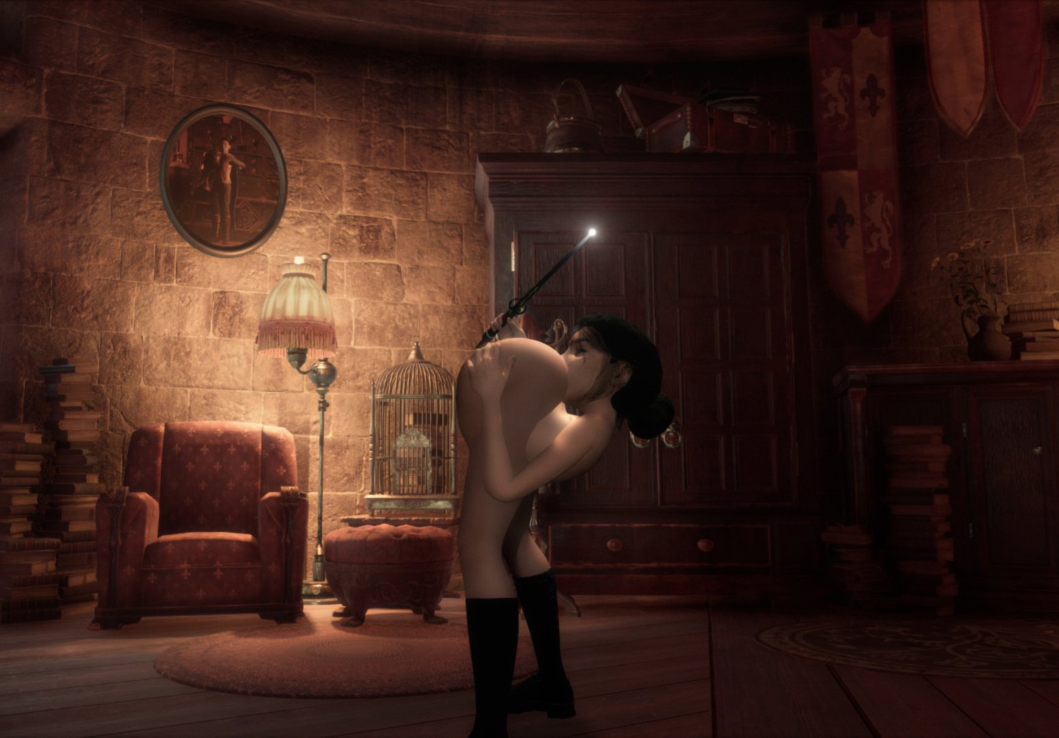 After discovering the flexibility charm worked rather well  Daphne decided to lick herself Hogwarts Legacy Magic Flexible Funny Fantasy Oral Gmod Licking