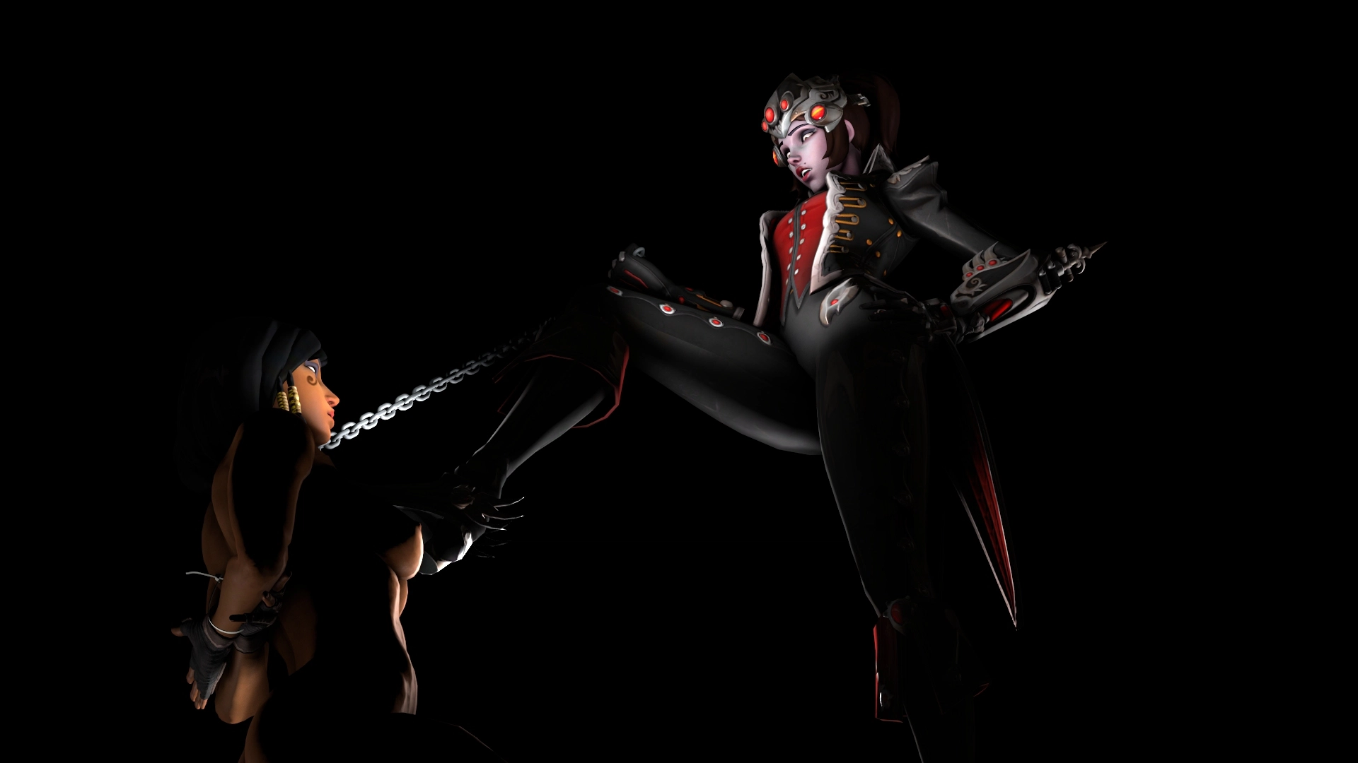 You are mine bitch Pharah Overwatch Widowmaker 3d Porn Lesbian Domination Nude Chained Handcuff 5