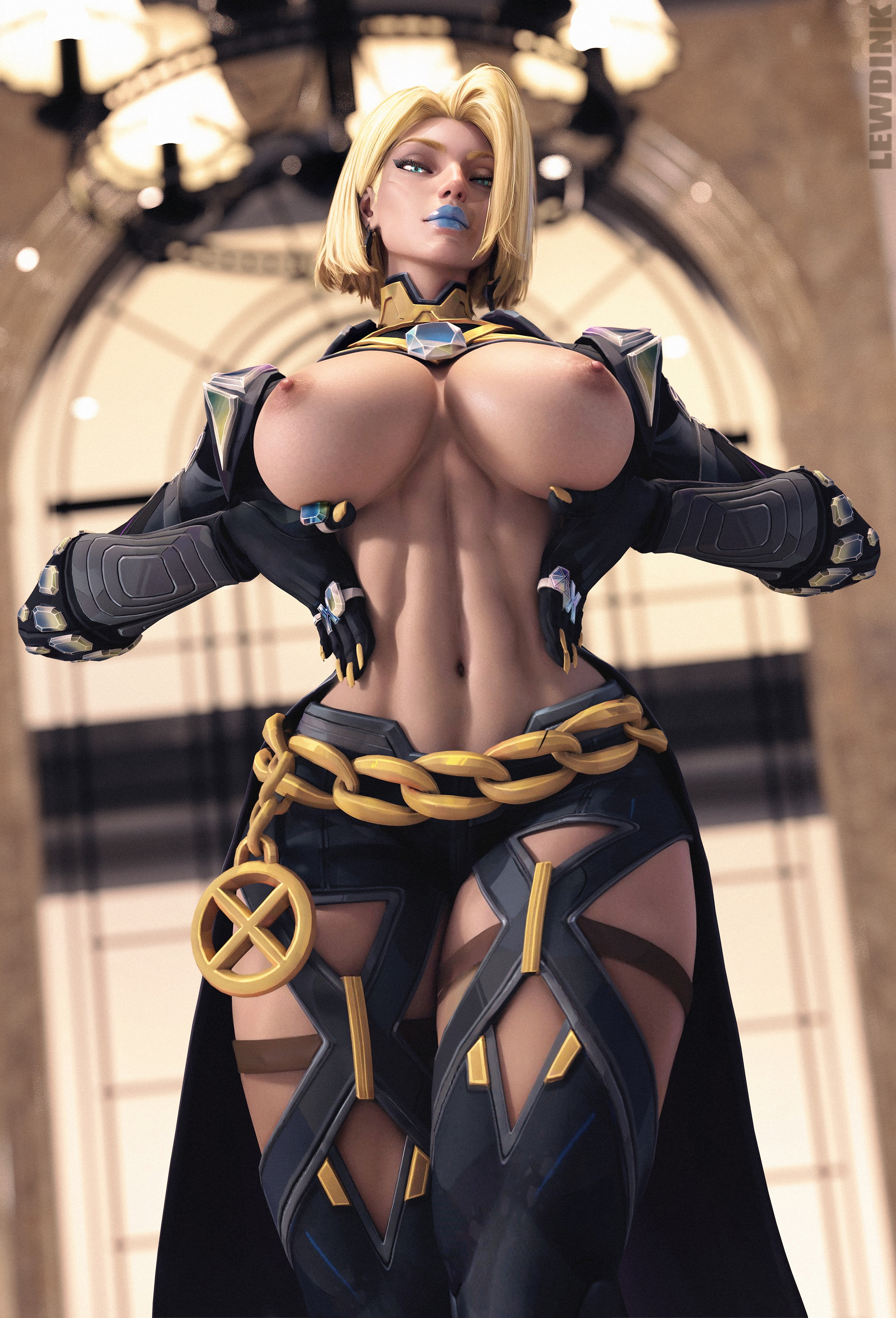 Emma Frost from Marvel Rivals - Look me in the eye Emma Frost Marvel Xmen X men Abs Superhero Gloves Looking At Viewer Dominatrix Domination Dominant Blonde Short Hair Blue Eyes Big Tits Big boobs Milf Nude Pinup Bimbo Sexy Hot 3d Porn Toned Female Bitch Garter Belt Stockings Jewels Topless Exhibitionism Flashing Revealing Skimpy Outfit Collar Choker