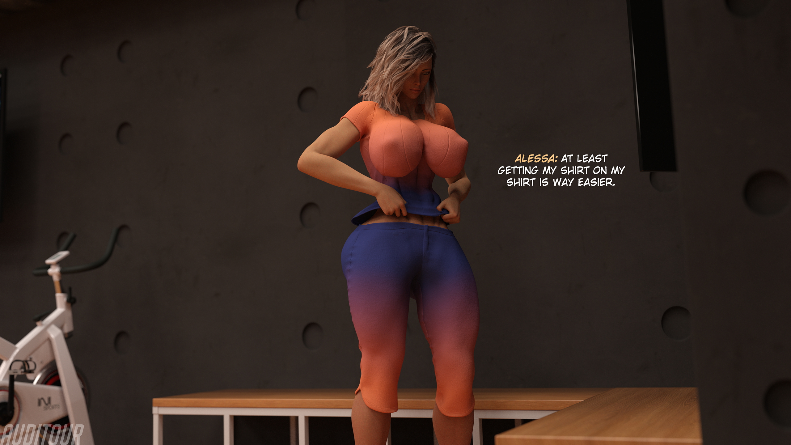 Nulessa Sexercise Prologue: Alessa Getting Ready  Huge Breasts Huge Ass Abs Muscles Tall Exercise Gym Clothing Solo Female 2