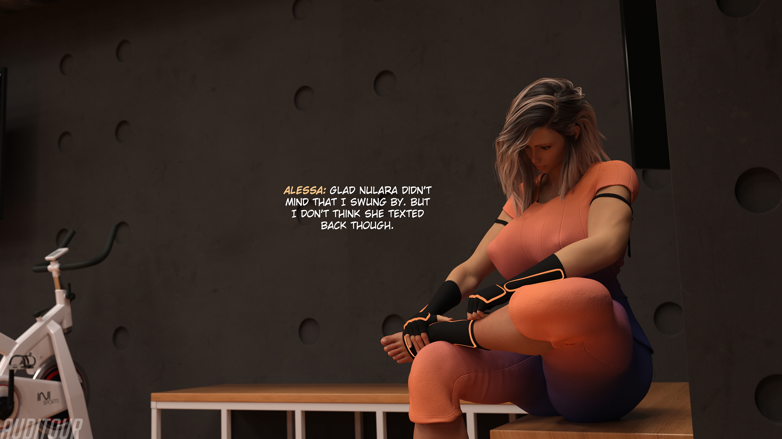 Nulessa Sexercise Prologue: Alessa Getting Ready  Huge Breasts Huge Ass Abs Muscles Tall Exercise Gym Clothing Solo Female 4