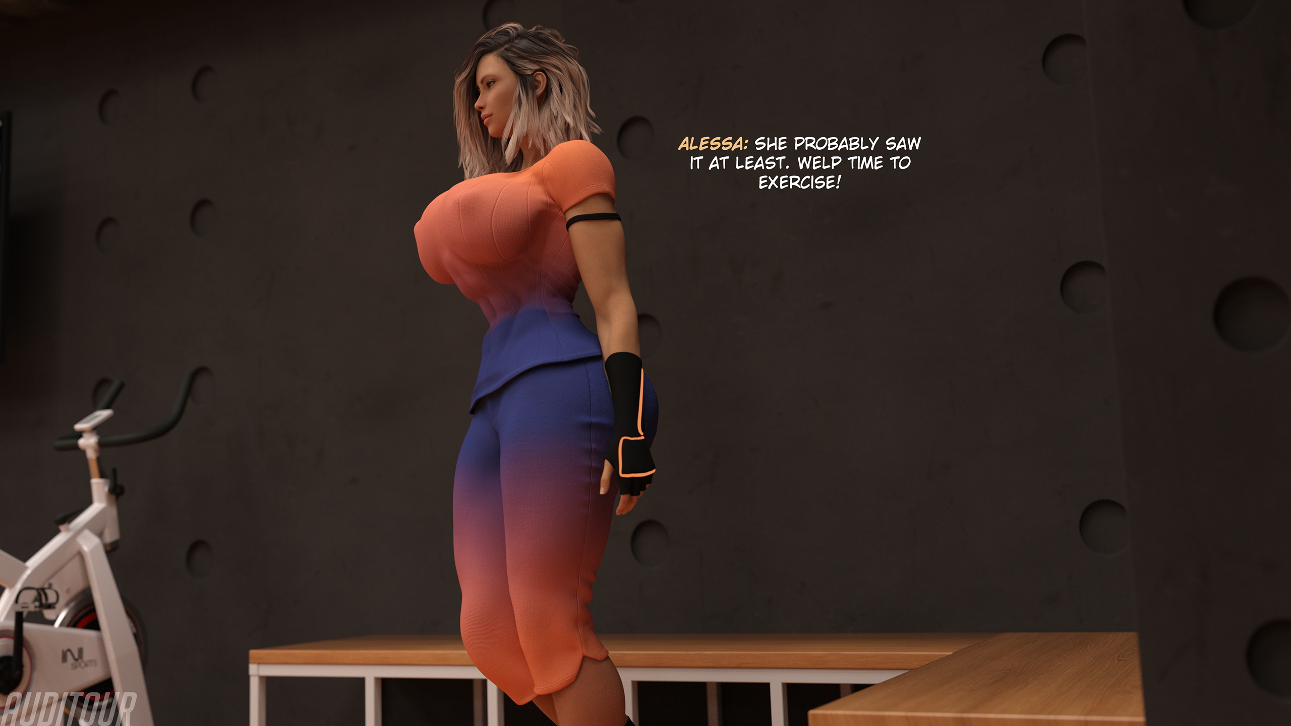 Nulessa Sexercise Prologue: Alessa Getting Ready  Huge Breasts Huge Ass Abs Muscles Tall Exercise Gym Clothing Solo Female 5