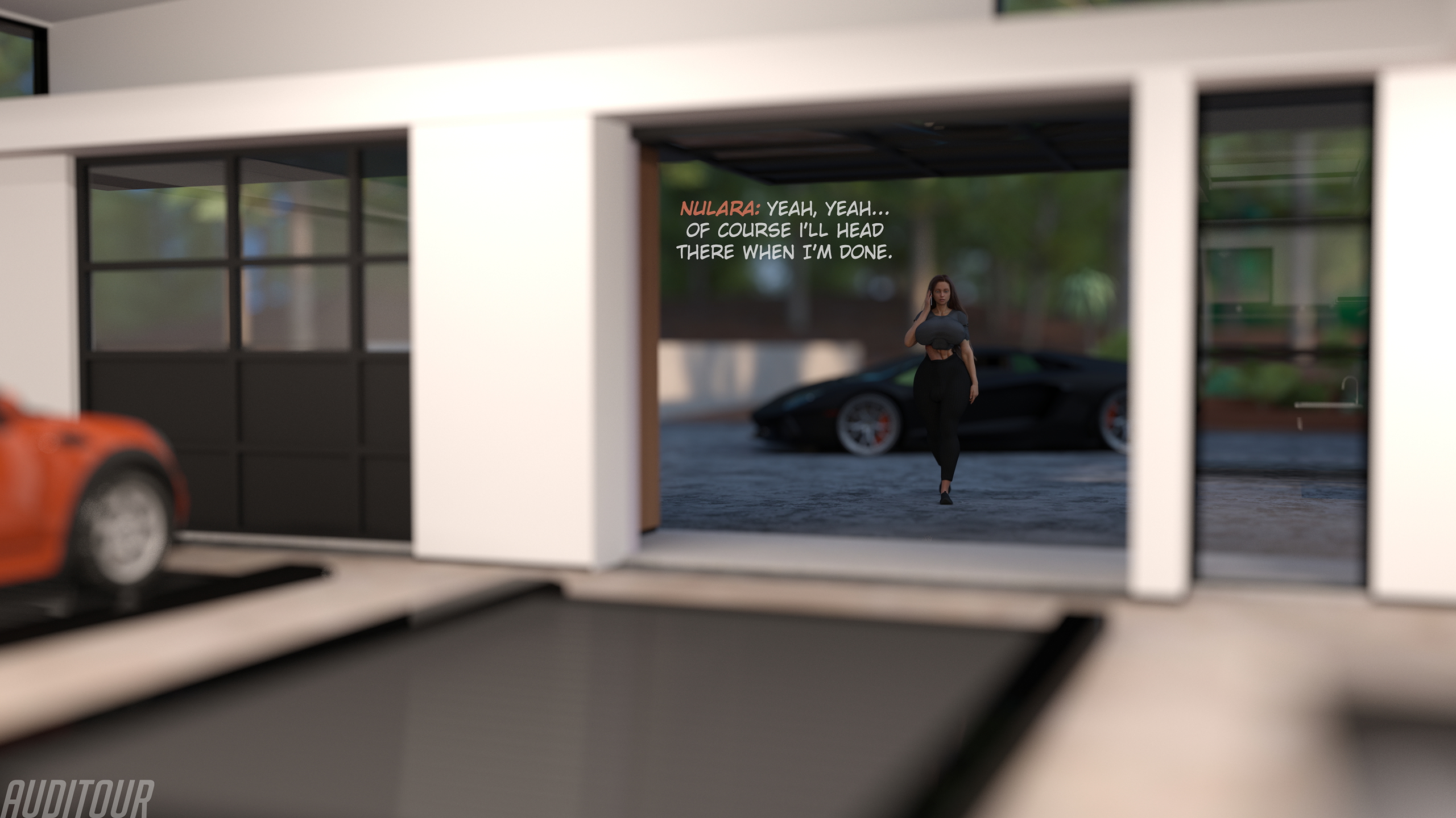 Nulessa Sexercise Prologue: Nulara Arriving Home  Long Hair Abs Muscles Tall Futa Solo Car Huge Breasts Huge Cock Huge Ass Clothed 2