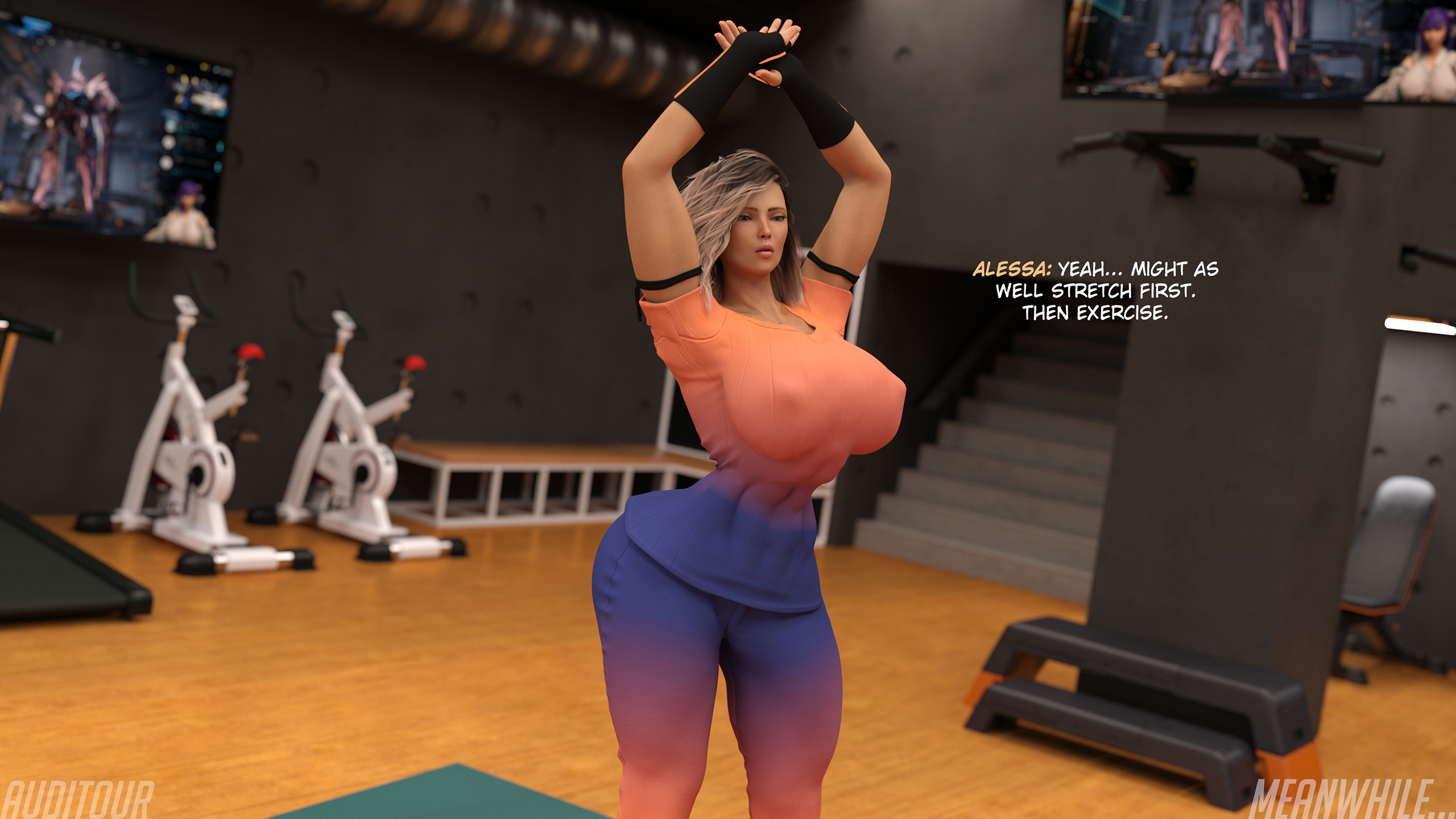 Nulessa Sexercise  Futanari Female Sex Cum Exercise Huge Breasts Huge Ass Huge Cock Futa On Female Tall Muscles Abs Blowjob Gym 5