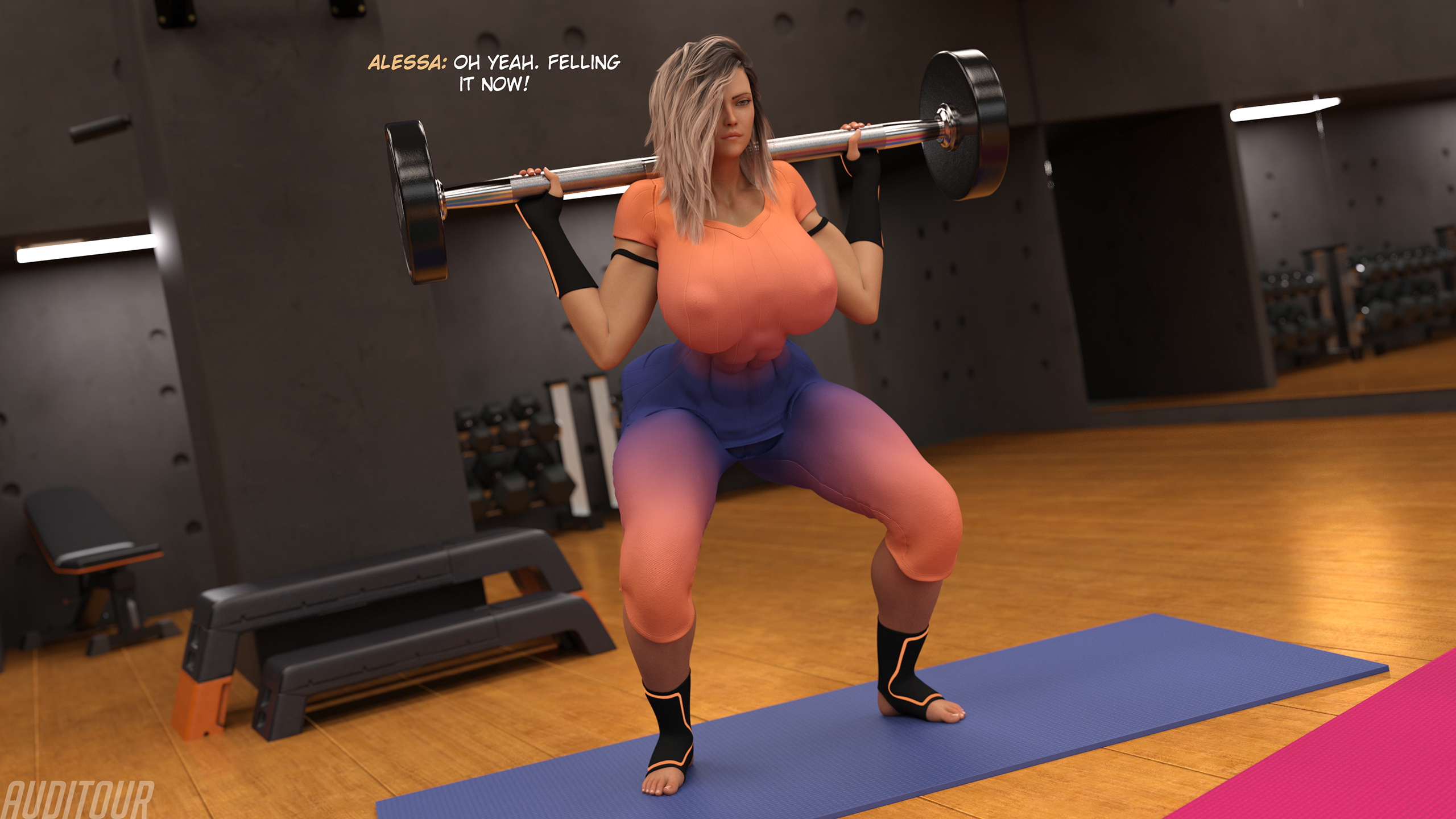 Nulessa Sexercise  Futanari Female Sex Cum Exercise Huge Breasts Huge Ass Huge Cock Futa On Female Tall Muscles Abs Blowjob Gym 17