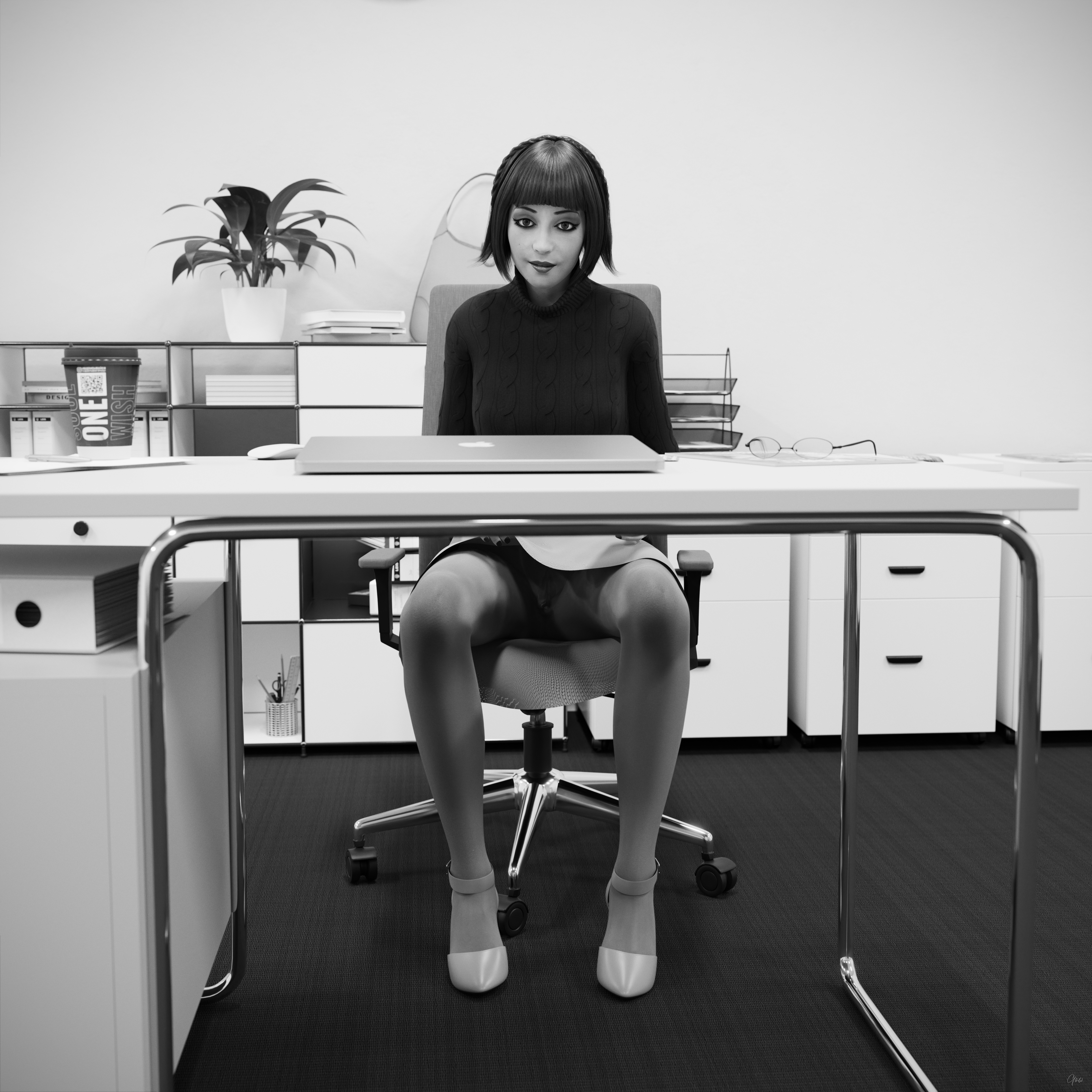 Gow Rumbler Woofer - Orgasm in Pantyhose - Black and White  Original Wife Original Character Milf Secretary Office_lady Horny Toy Office Tease Upskirt Spread Legs Standing Sitting Pantyhose Sneakers High Heels Clothed Wet Pussy Pussy Insertion No Panties Hairy Pussy Orgasm Uniform Nylon Fetish Sextoy Black And White Vibrator 8