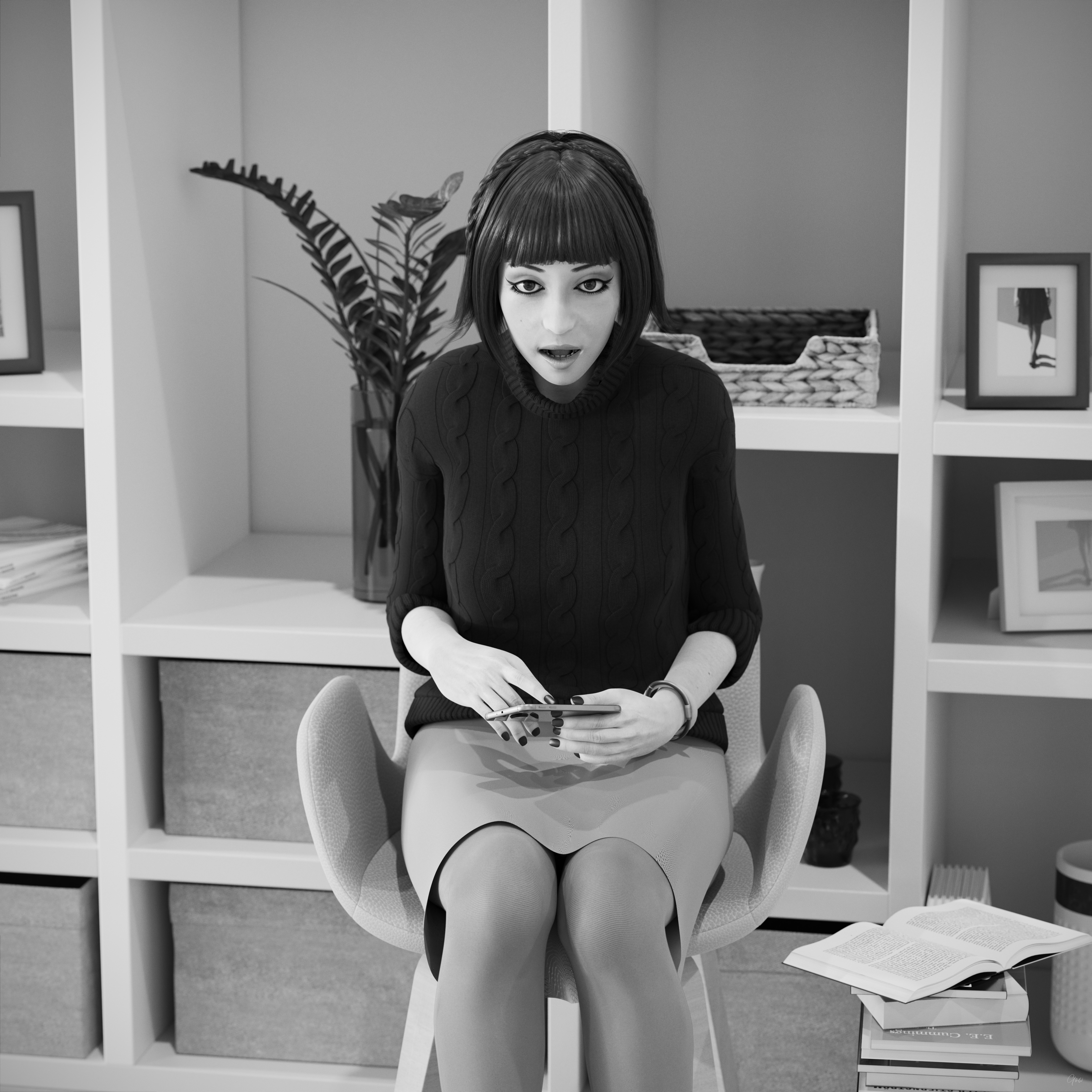 Gow Rumbler Woofer - Orgasm in Pantyhose - Black and White  Original Wife Original Character Milf Secretary Office_lady Horny Toy Office Tease Upskirt Spread Legs Standing Sitting Pantyhose Sneakers High Heels Clothed Wet Pussy Pussy Insertion No Panties Hairy Pussy Orgasm Uniform Nylon Fetish Sextoy Black And White Vibrator 11
