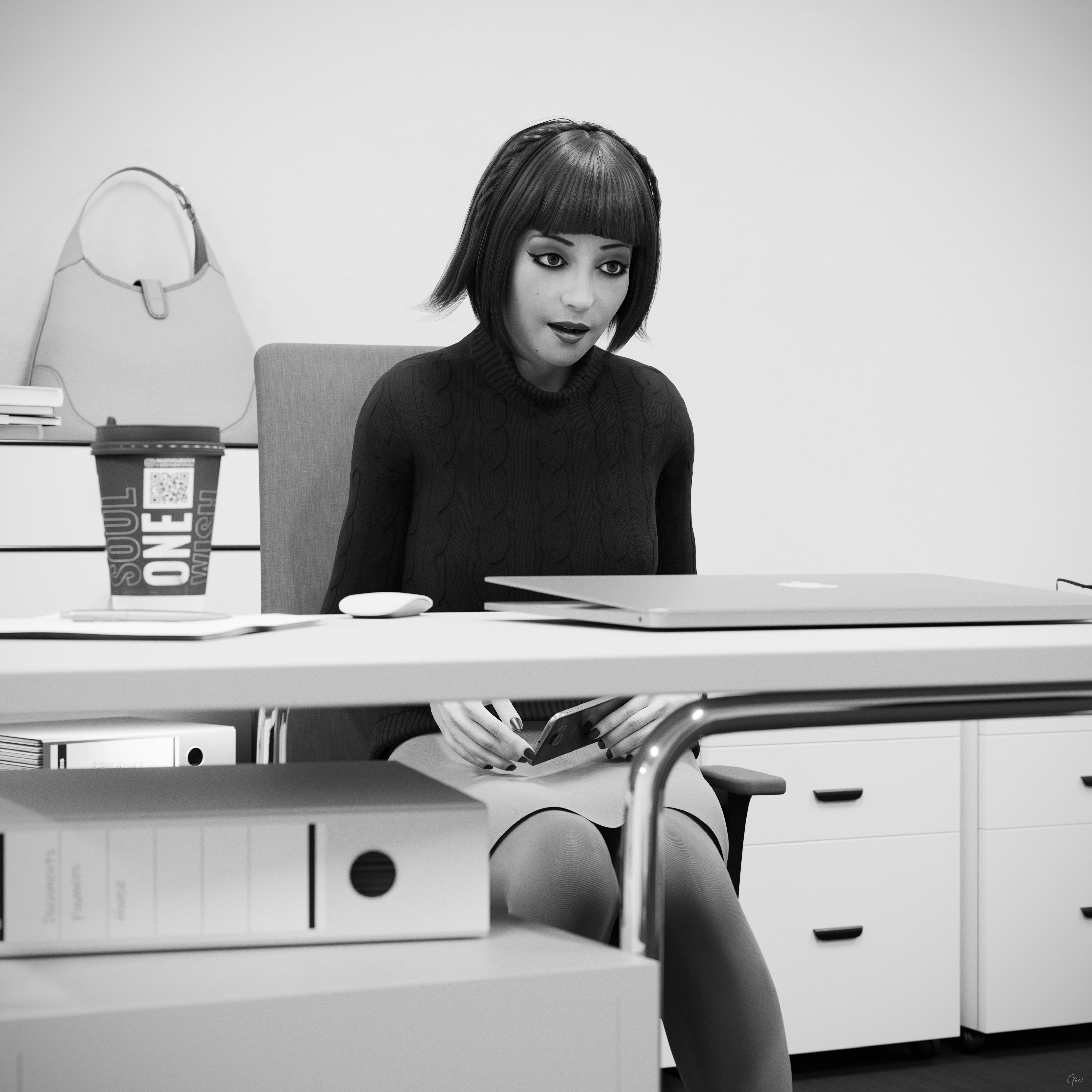 Gow Rumbler Woofer - Orgasm in Pantyhose - Black and White  Original Wife Original Character Milf Secretary Office_lady Horny Toy Office Tease Upskirt Spread Legs Standing Sitting Pantyhose Sneakers High Heels Clothed Wet Pussy Pussy Insertion No Panties Hairy Pussy Orgasm Uniform Nylon Fetish Sextoy Black And White Vibrator 12