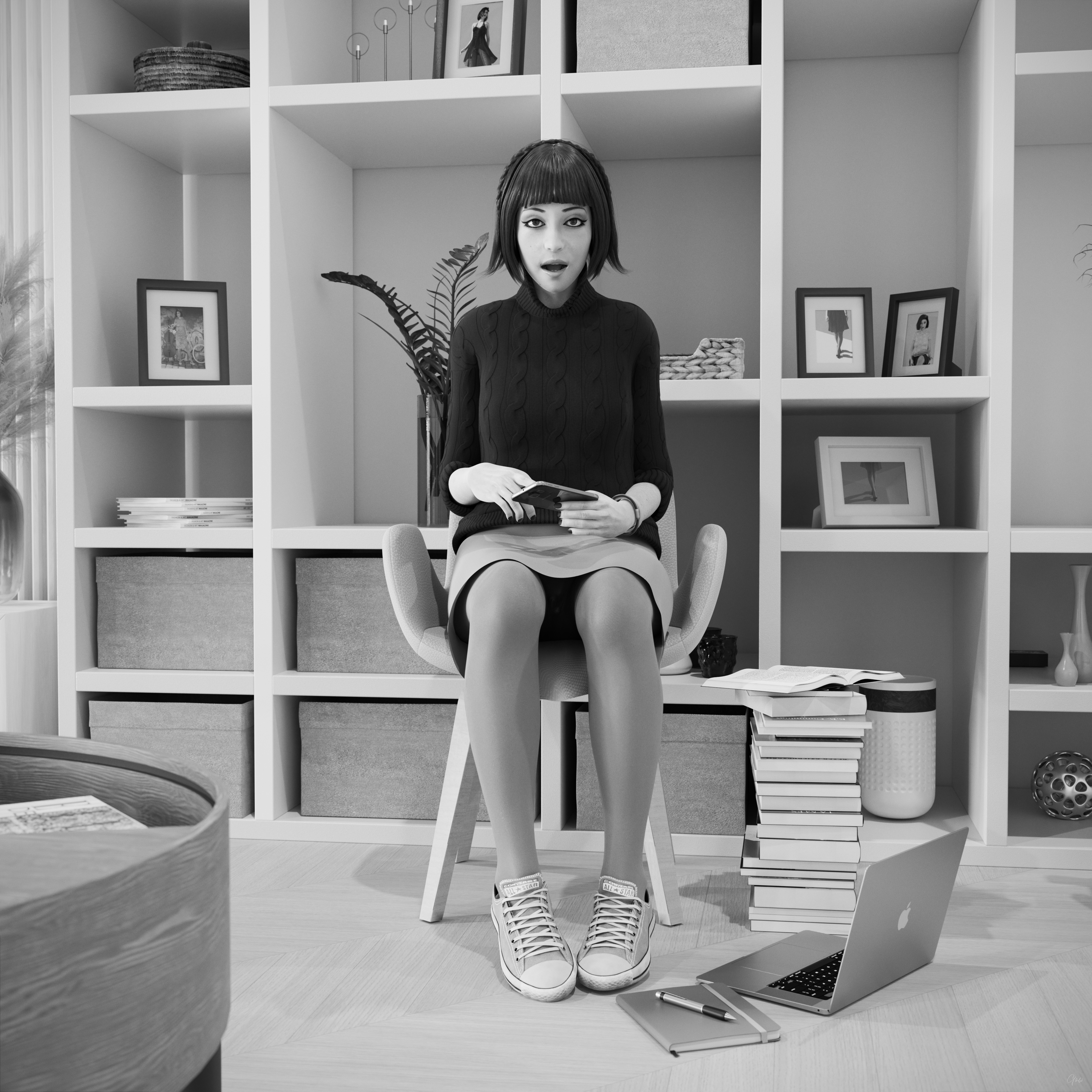 Gow Rumbler Woofer - Orgasm in Pantyhose - Black and White  Original Wife Original Character Milf Secretary Office_lady Horny Toy Office Tease Upskirt Spread Legs Standing Sitting Pantyhose Sneakers High Heels Clothed Wet Pussy Pussy Insertion No Panties Hairy Pussy Orgasm Uniform Nylon Fetish Sextoy Black And White Vibrator 14