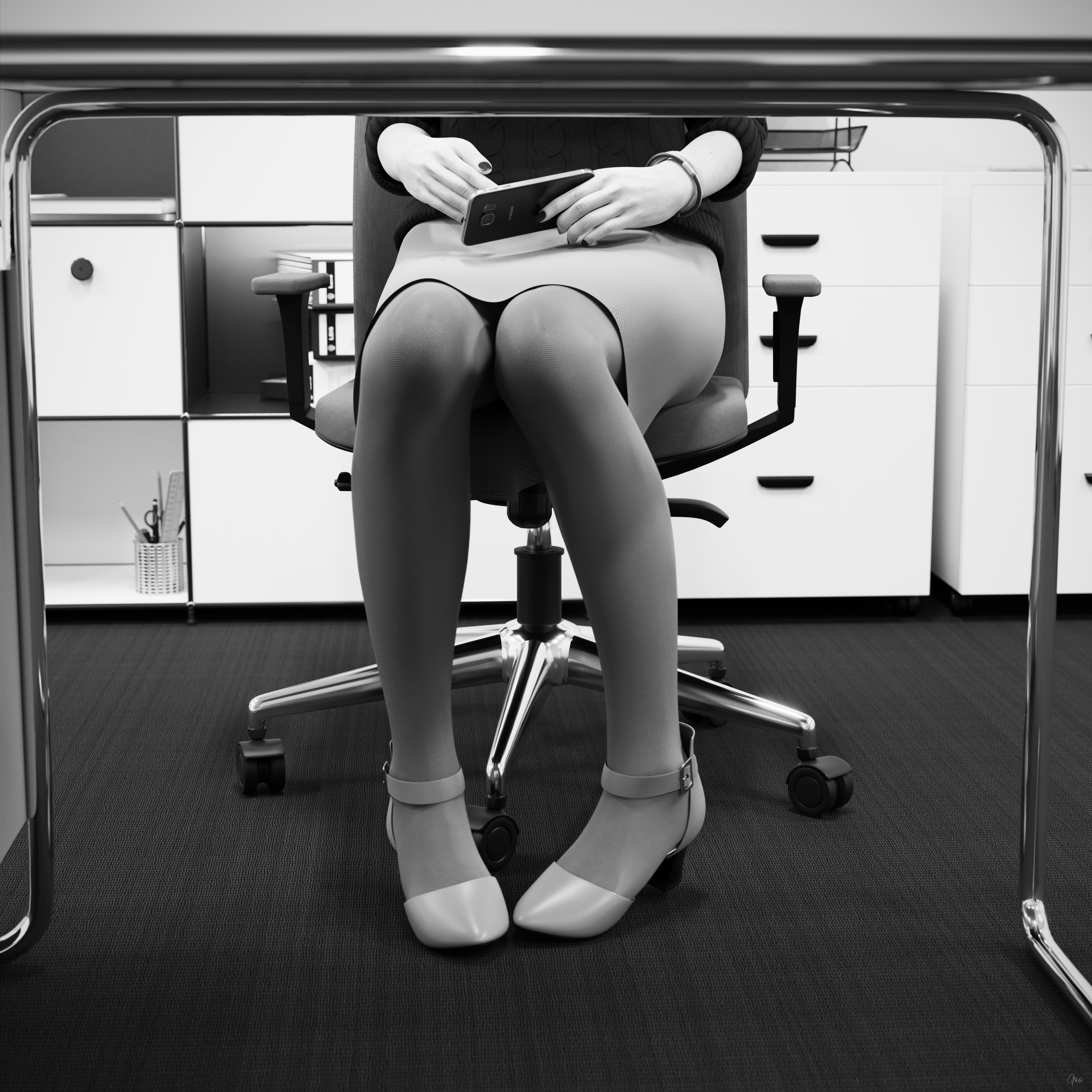 Gow Rumbler Woofer - Orgasm in Pantyhose - Black and White  Original Wife Original Character Milf Secretary Office_lady Horny Toy Office Tease Upskirt Spread Legs Standing Sitting Pantyhose Sneakers High Heels Clothed Wet Pussy Pussy Insertion No Panties Hairy Pussy Orgasm Uniform Nylon Fetish Sextoy Black And White Vibrator 15