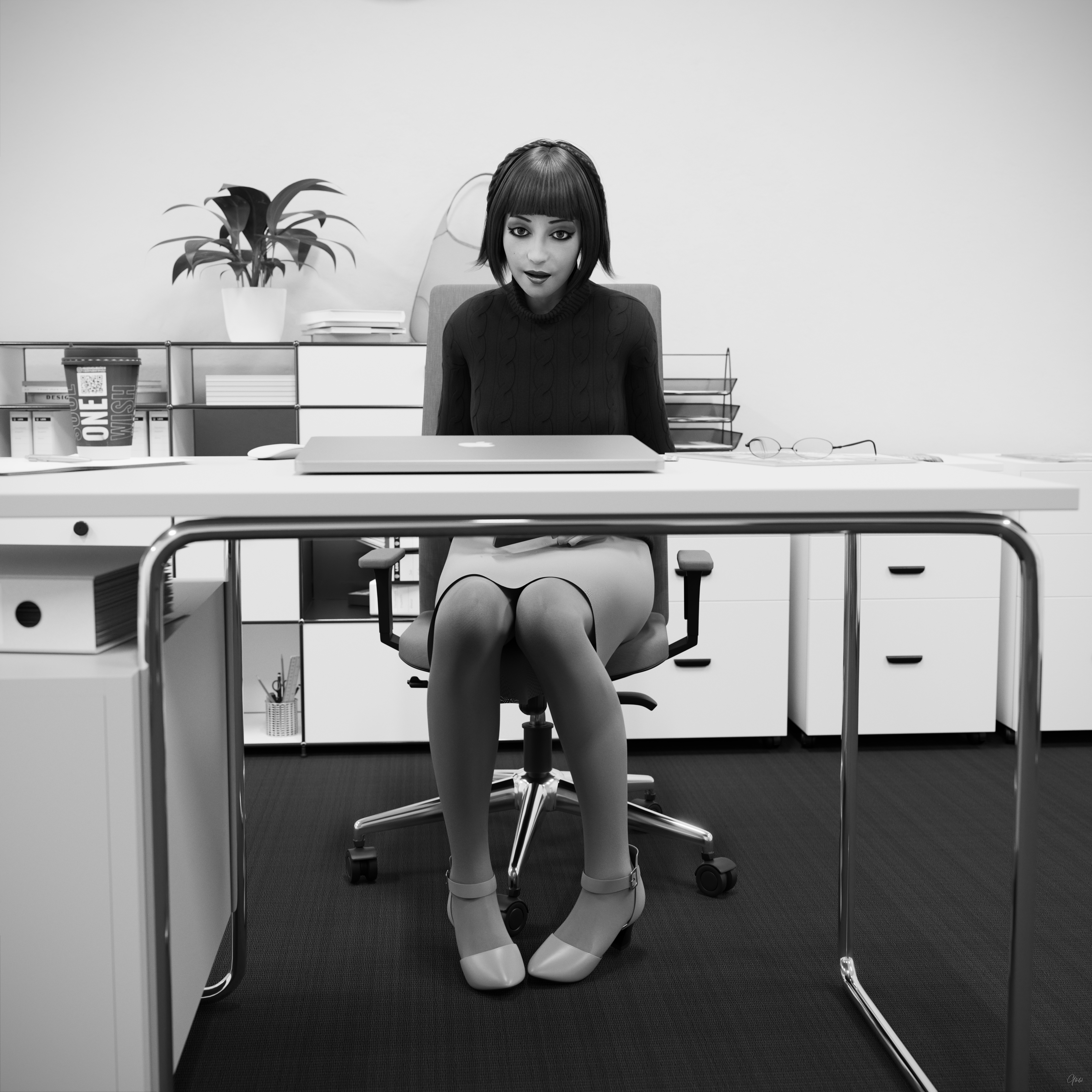 Gow Rumbler Woofer - Orgasm in Pantyhose - Black and White  Original Wife Original Character Milf Secretary Office_lady Horny Toy Office Tease Upskirt Spread Legs Standing Sitting Pantyhose Sneakers High Heels Clothed Wet Pussy Pussy Insertion No Panties Hairy Pussy Orgasm Uniform Nylon Fetish Sextoy Black And White Vibrator 16