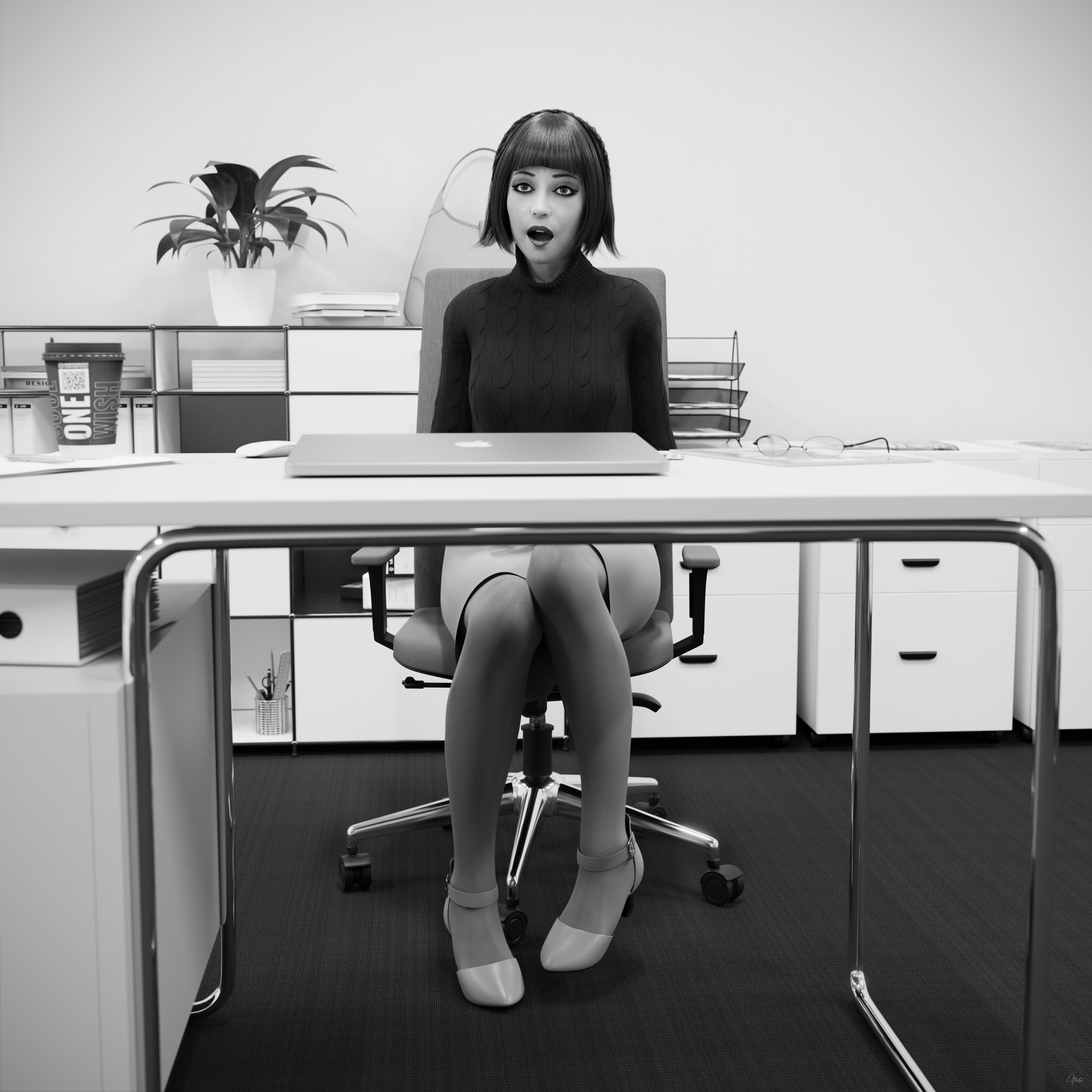 Gow Rumbler Woofer - Orgasm in Pantyhose - Black and White  Original Wife Original Character Milf Secretary Office_lady Horny Toy Office Tease Upskirt Spread Legs Standing Sitting Pantyhose Sneakers High Heels Clothed Wet Pussy Pussy Insertion No Panties Hairy Pussy Orgasm Uniform Nylon Fetish Sextoy Black And White Vibrator 20