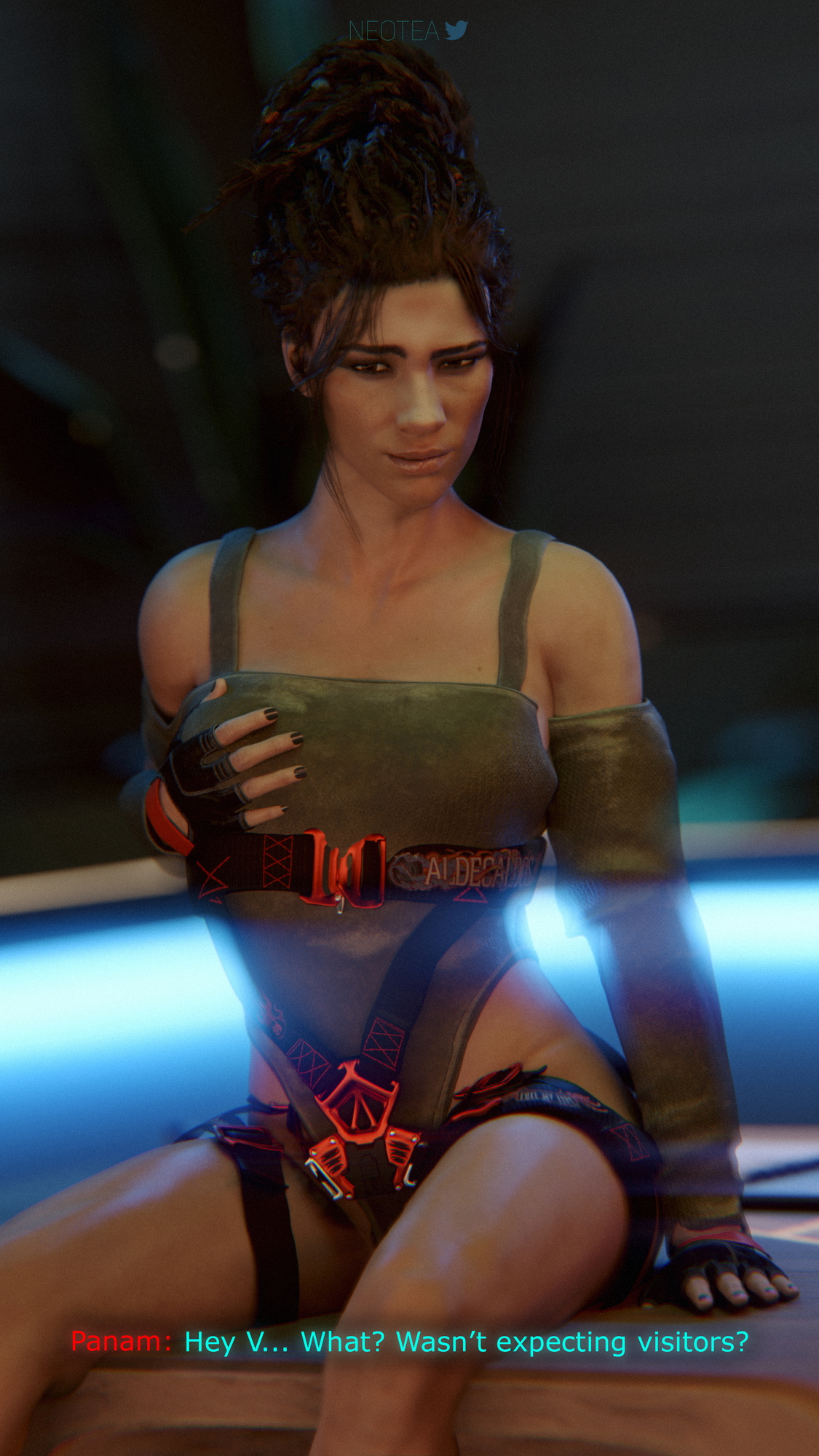 Panam's One Night Stand Panam Palmer Cyberpunk2077 Cyberpunk Sex Tease Striptease Natural Boobs Stripping 3