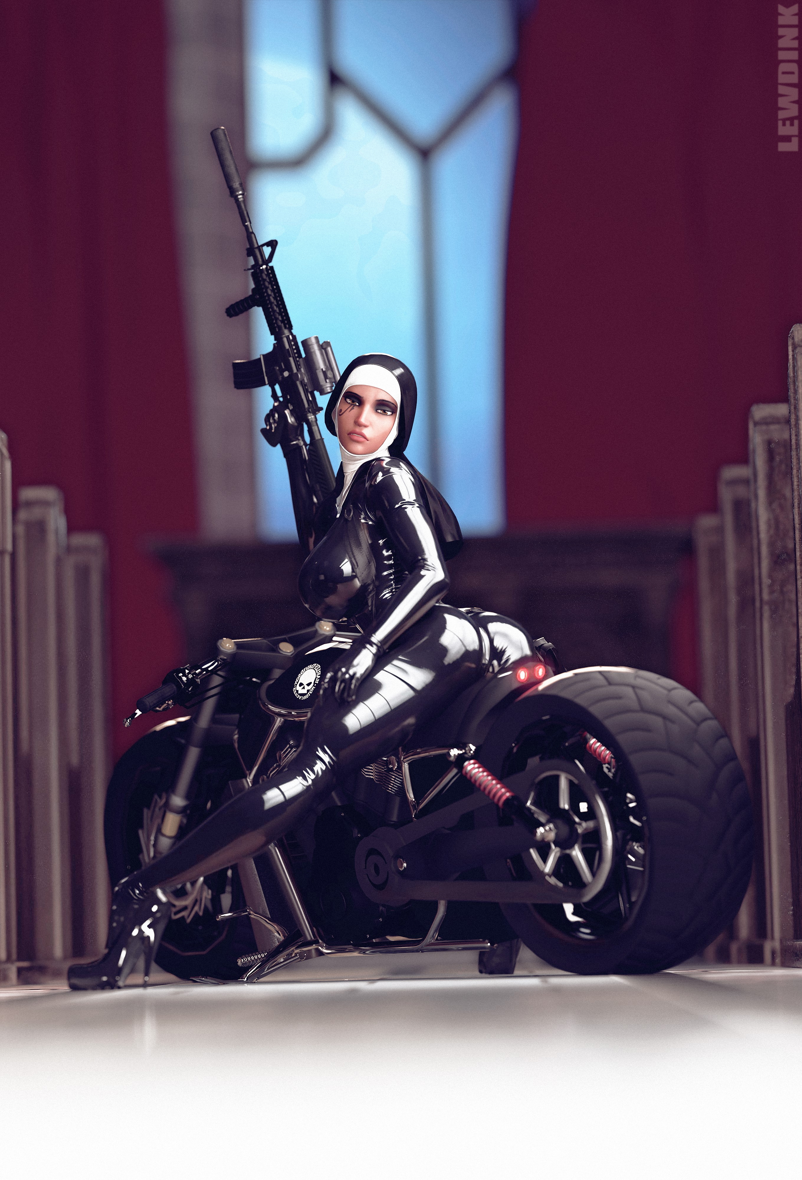 Pharah - Blessed with 5.56 Pharah Overwatch Nun Latex Latex Suit Bodysuit Fit Big Tits Big boobs Big Ass Big Breasts Big Booty Huge Boobs Bimbo Face Tattoo Tattoo Tattoos Gloves Thick Thighs Thighs High Heels Platform Heels Boots 3d Porn Sfw Bike Gun Booty Domination Dominatrix Dominant Dark Skin Female Milf Looking At Viewer 1girl 2