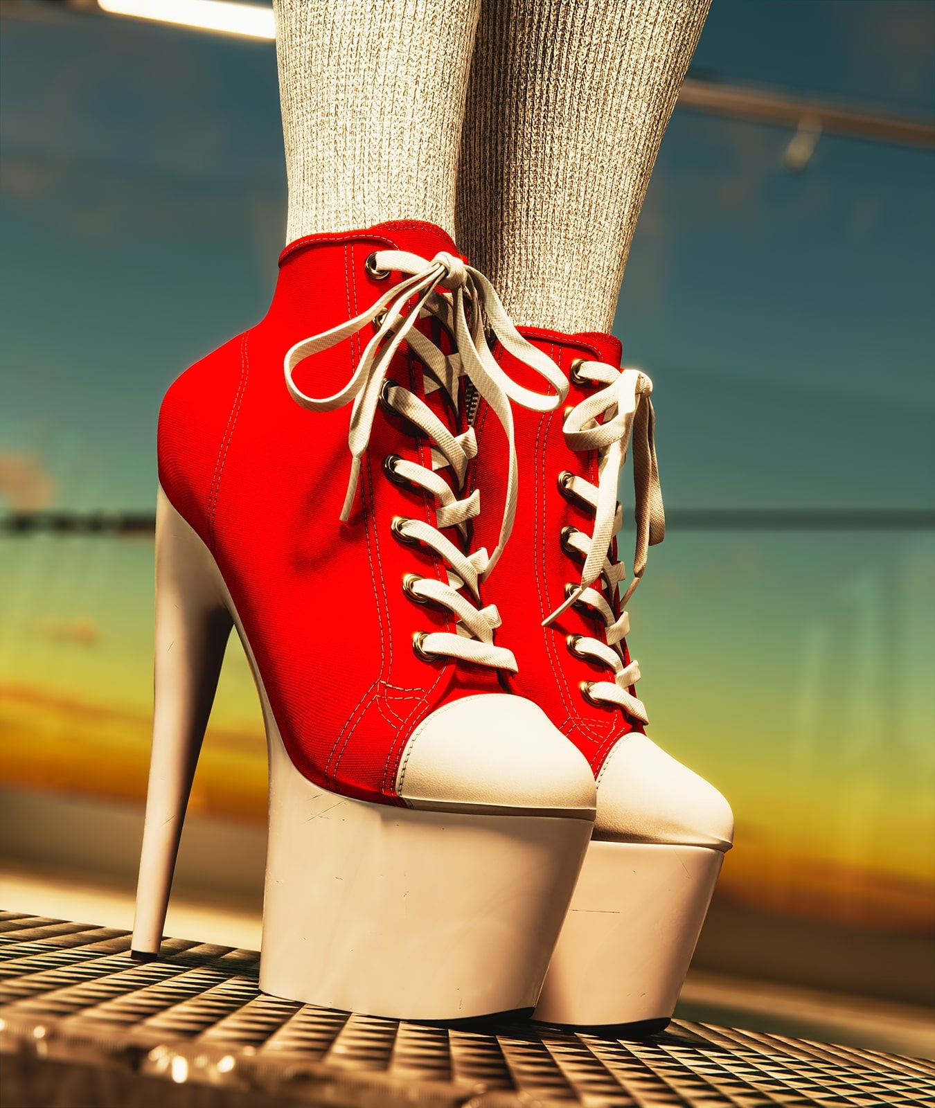 Crimson White Siren Dead By Daylight Big Tits High Heels Stockings Glasses 11