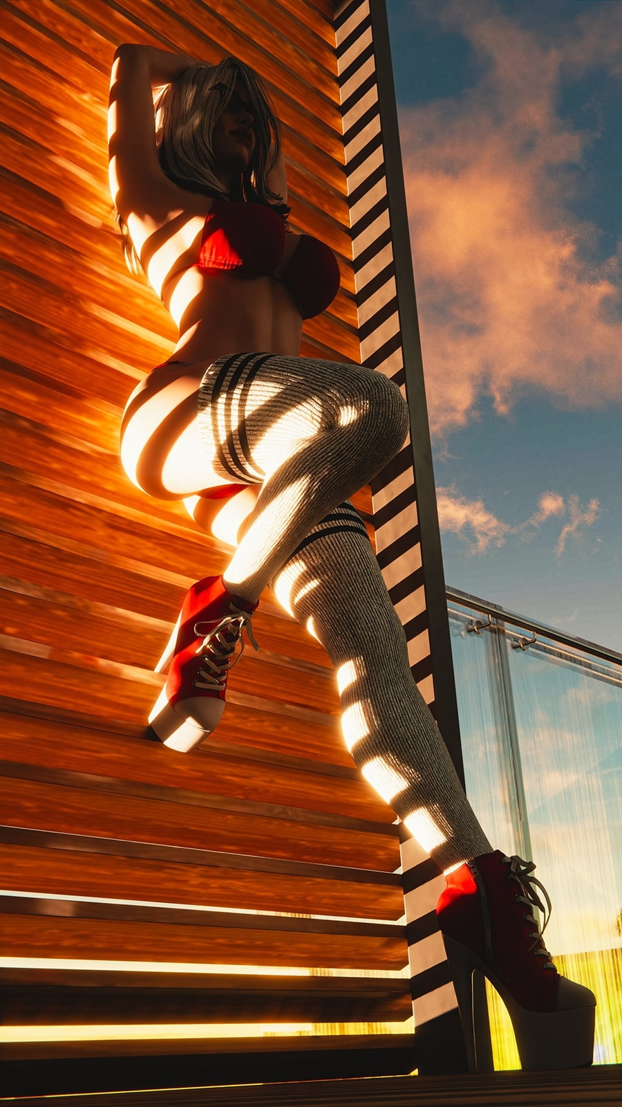 Crimson White Siren Dead By Daylight Big Tits High Heels Stockings Glasses 14