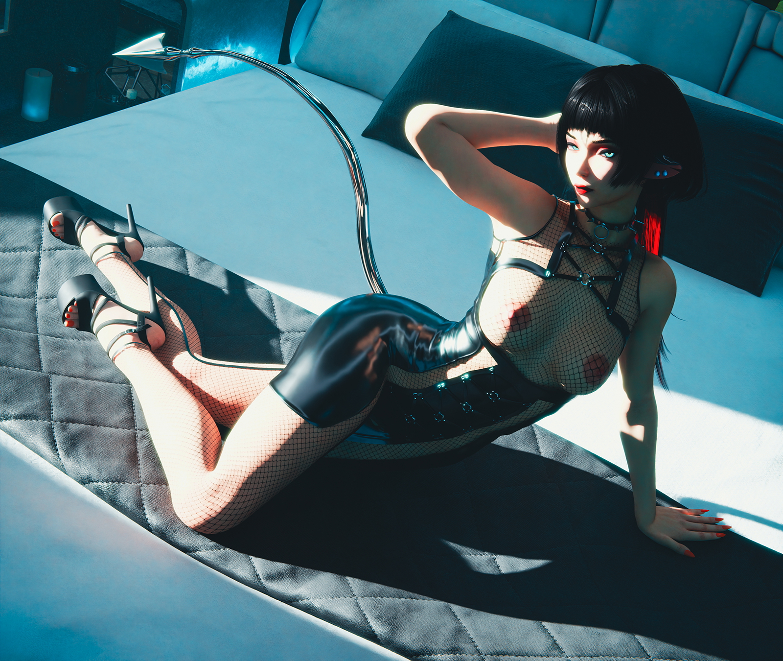 Bloomlisted  Fishnet Tail Cyberpunk Nipples Big Breasts 4