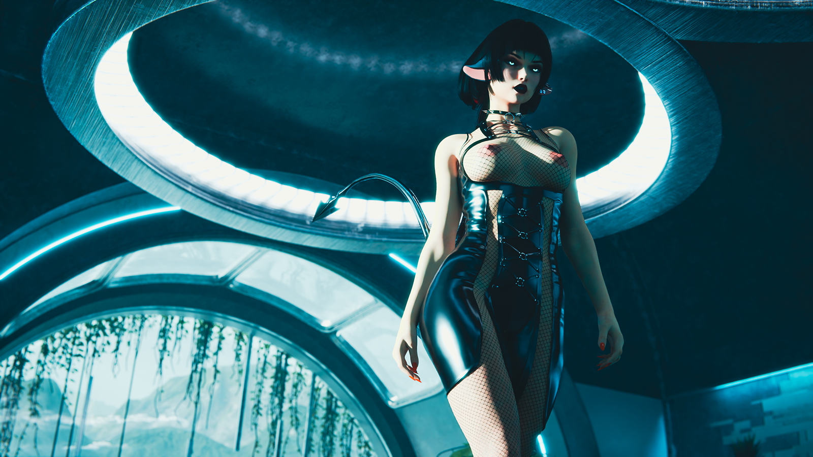 Bloomlisted  Fishnet Tail Cyberpunk Nipples Big Breasts 8