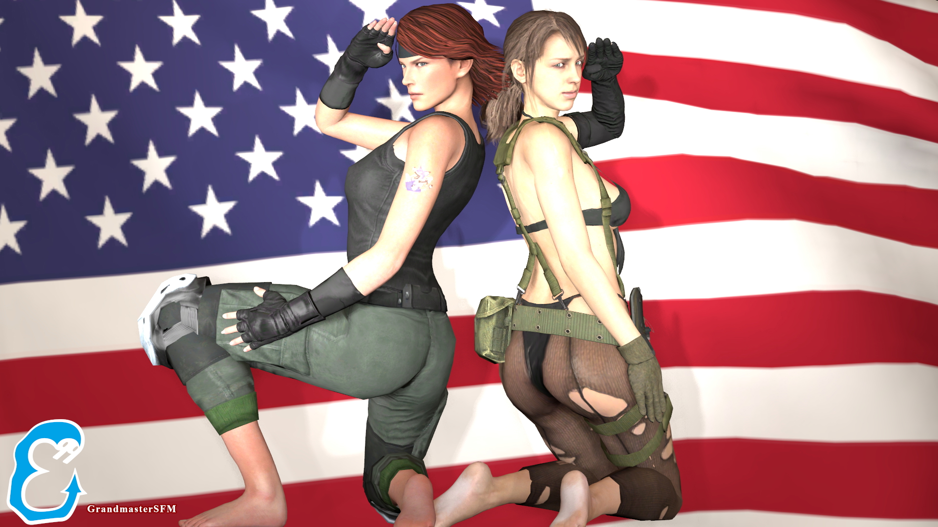 Meryl and Quiet  Meryl Silverburgh Quiet Metal Gear Solid Source Filmmaker Sfm Ass Boobs Breasts Nude Naked Fully Naked Half Naked Clothed Partially_clothed