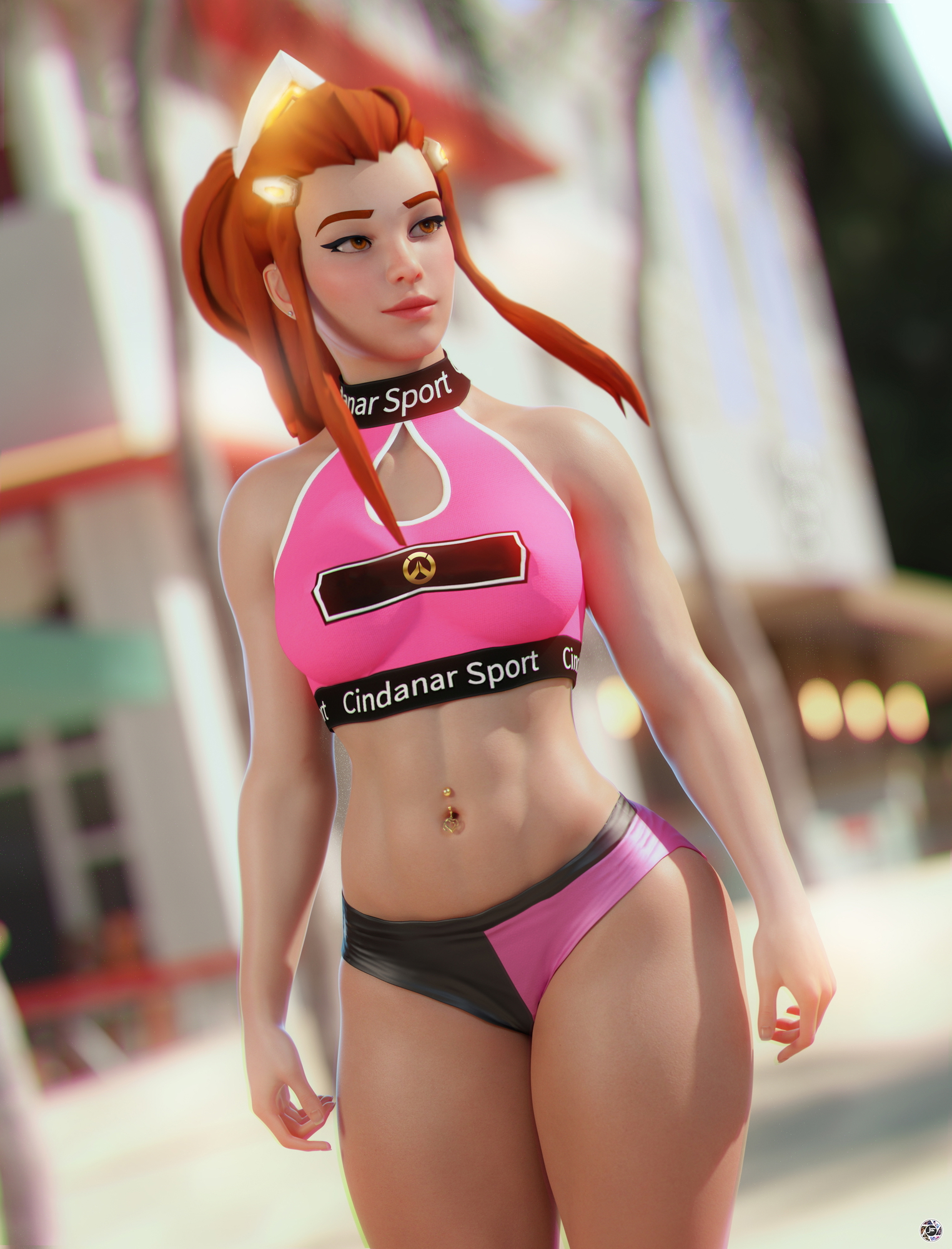 Brigitte  Sport Ow Brigitte Overwatch 3d Porn Sexy Swimsuit Bra Fitness Fit Abs