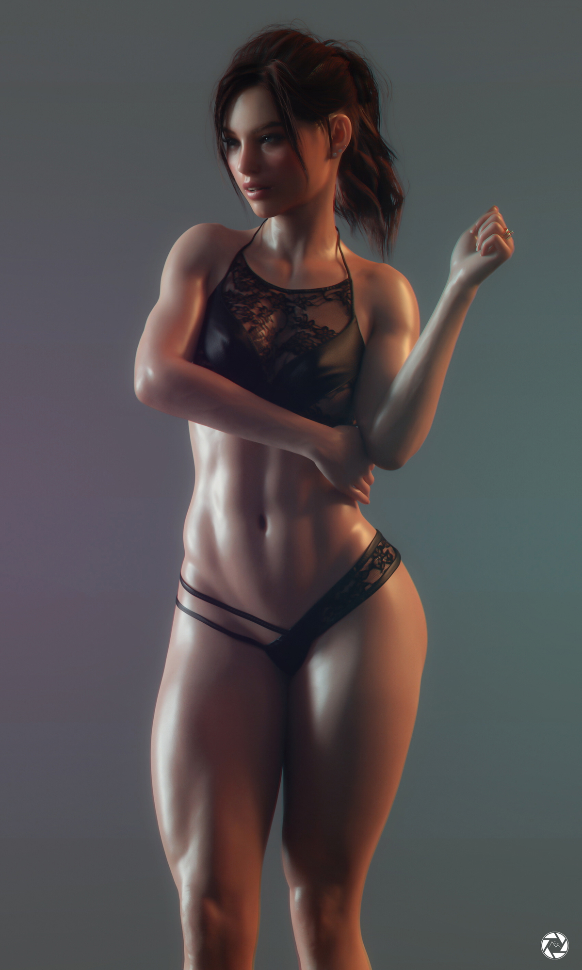 Clair Claire Redfield Resident Evil 3d Porn Lingerie Sexy Fitness Fit Abs Muscular Girl