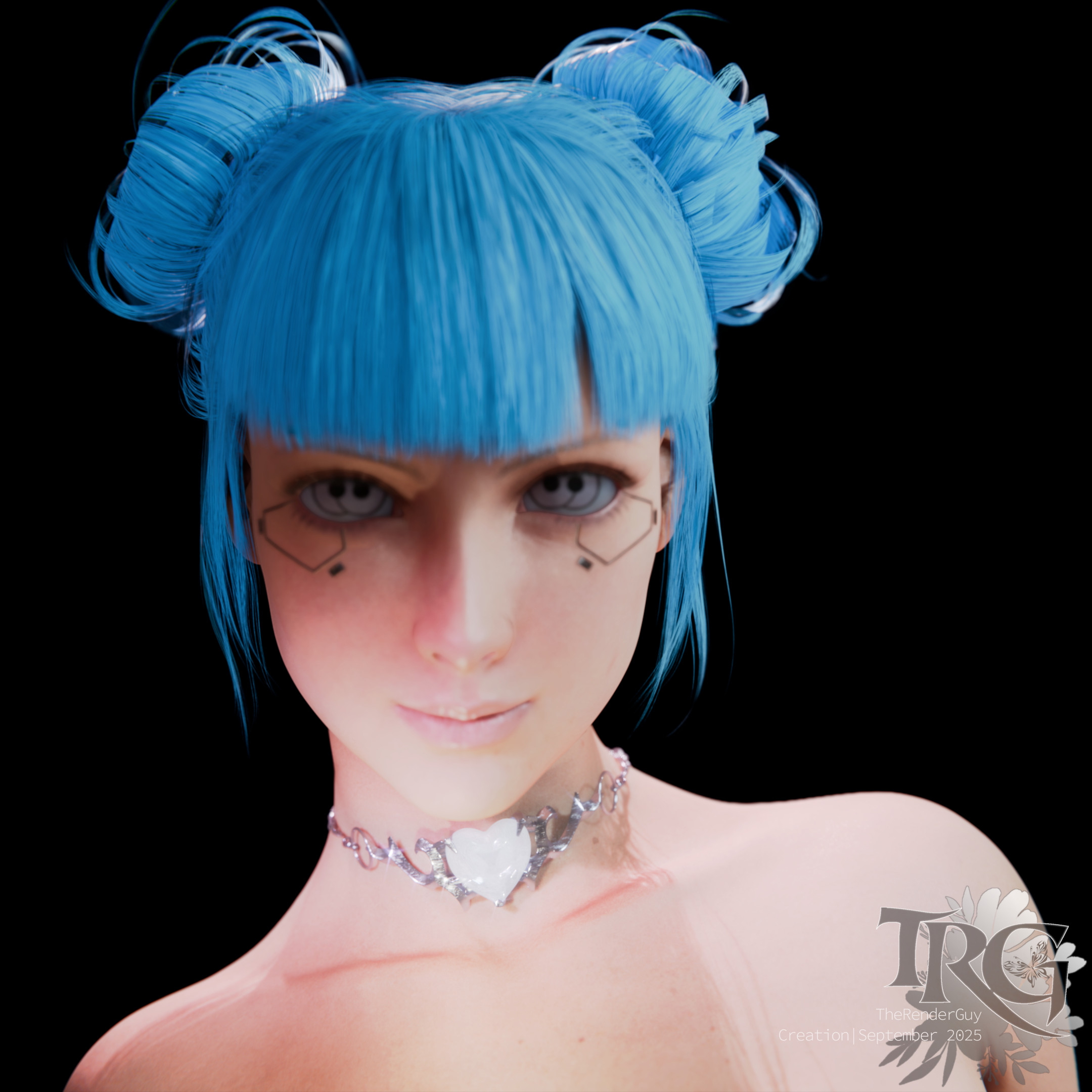 White on Blue  Necklace Model Promo  UHD  Angle 1