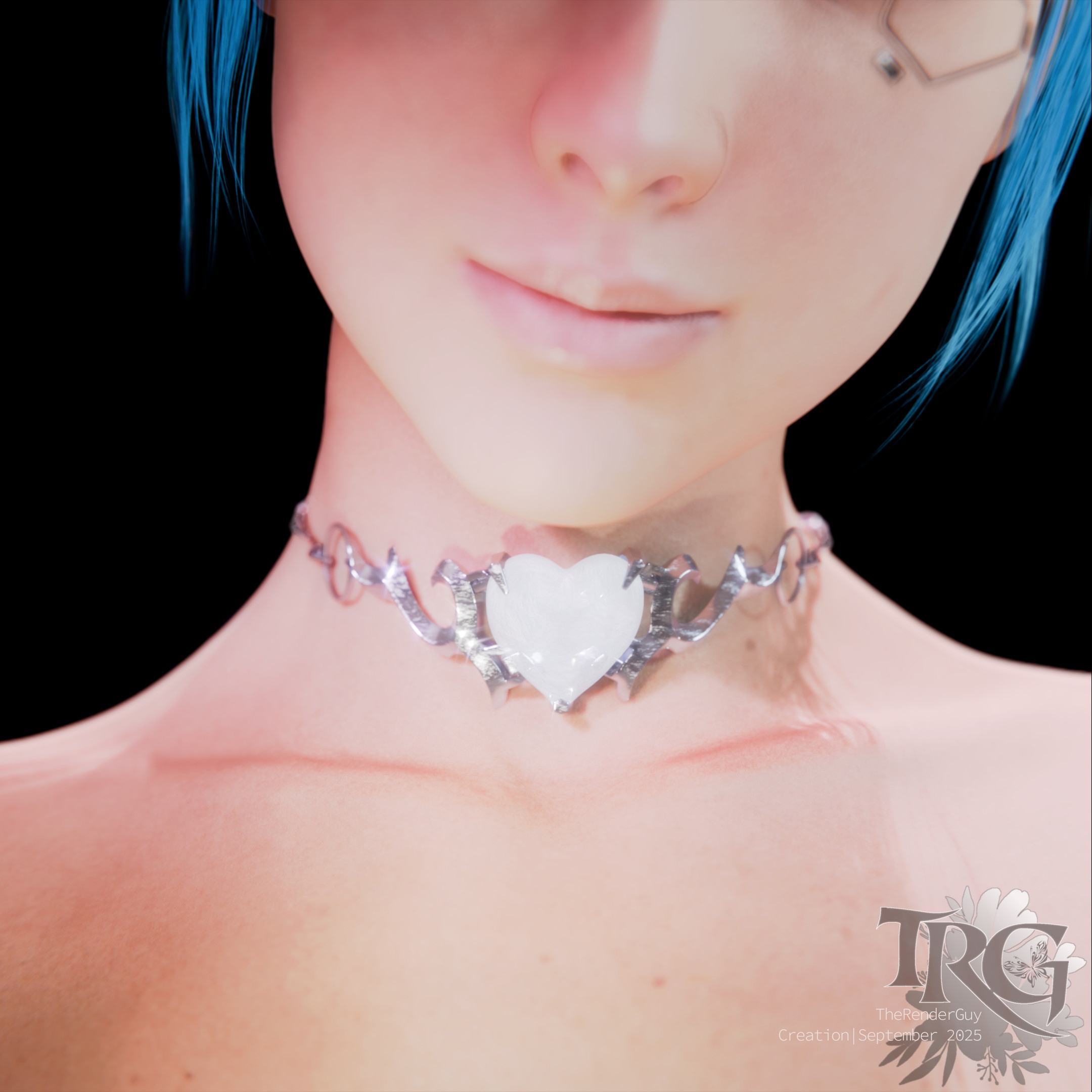 White on Blue  Necklace Model Promo  UHD  Angle 2