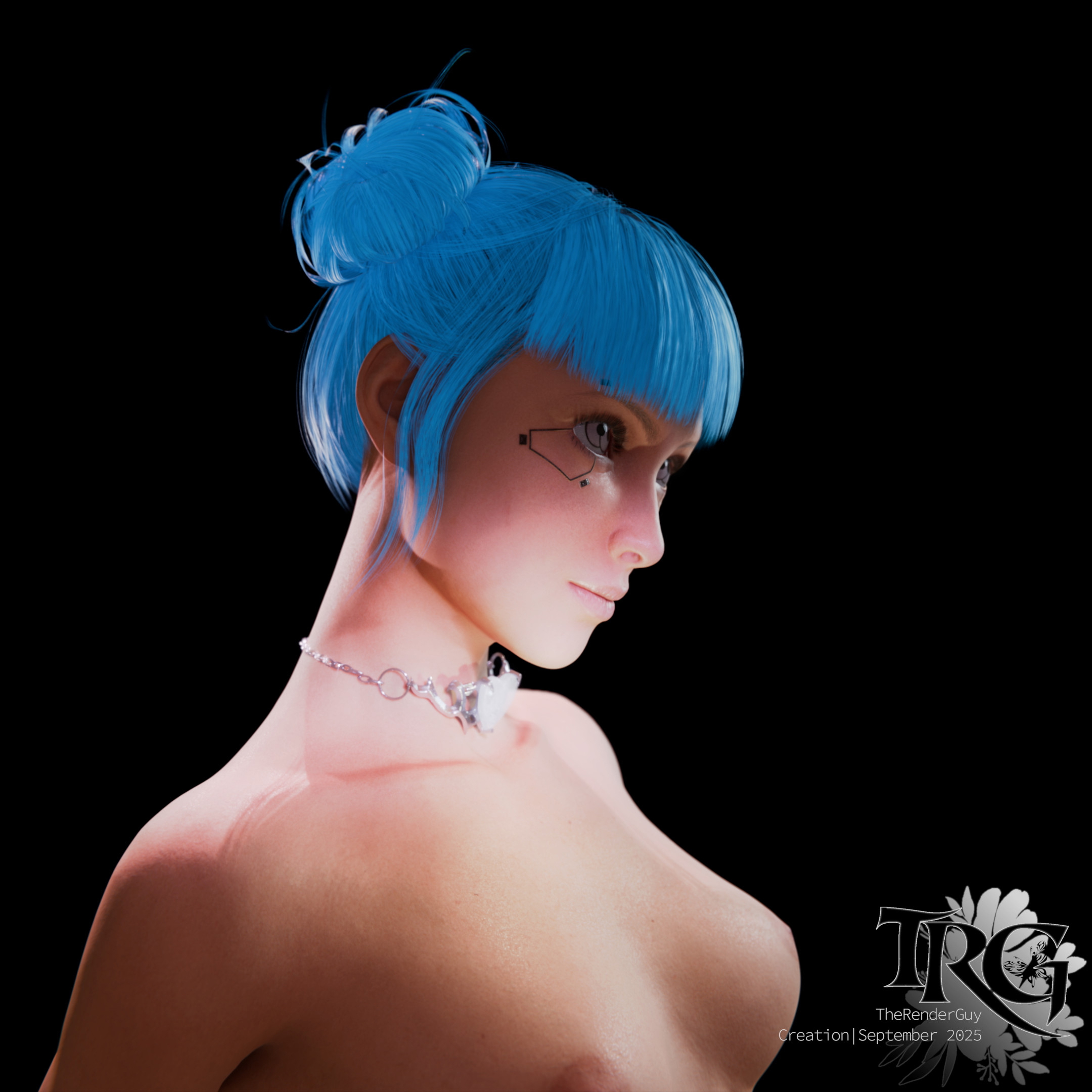 White on Blue  Necklace Model Promo  UHD  Angle 3