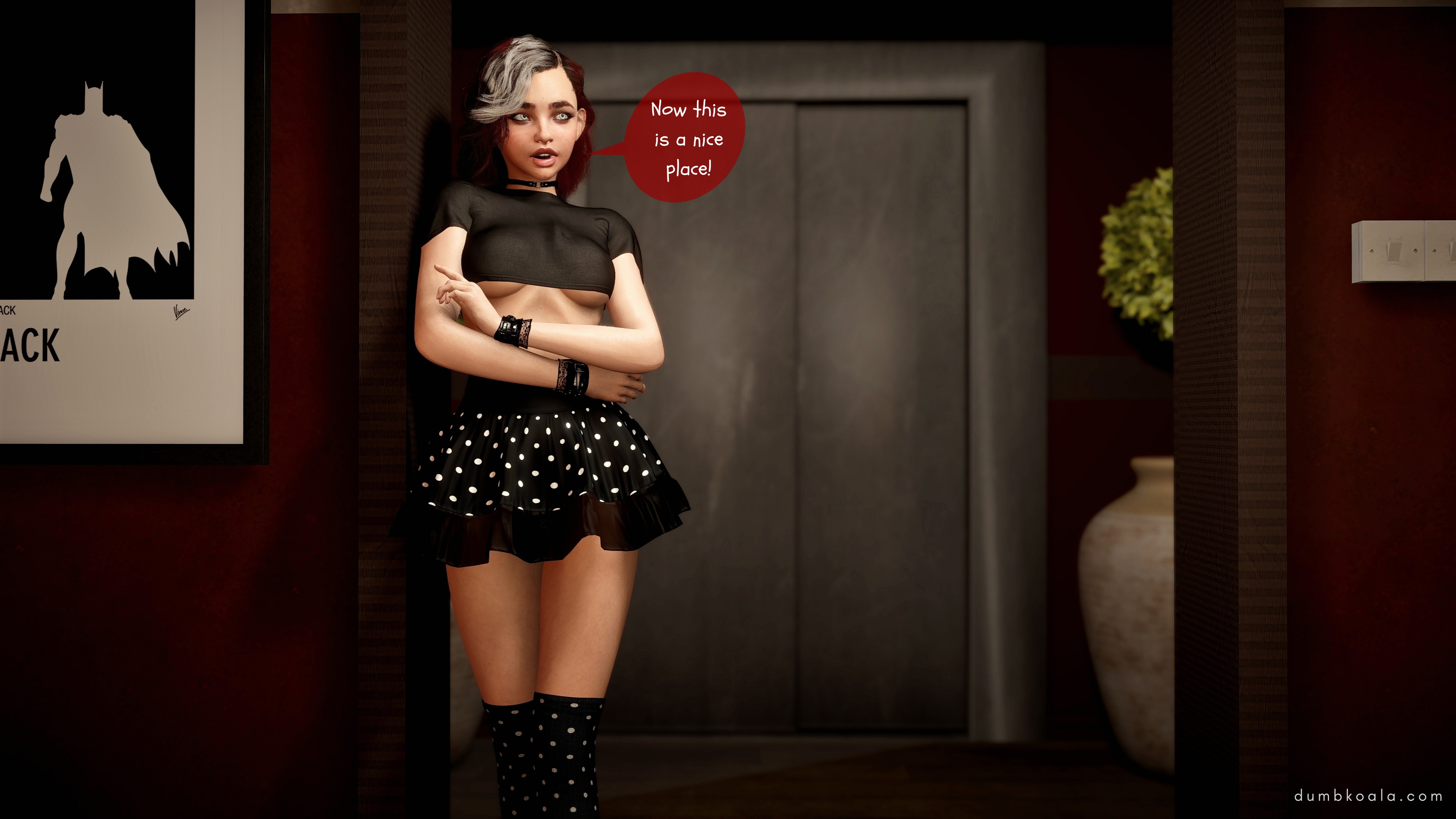 Girl enters
