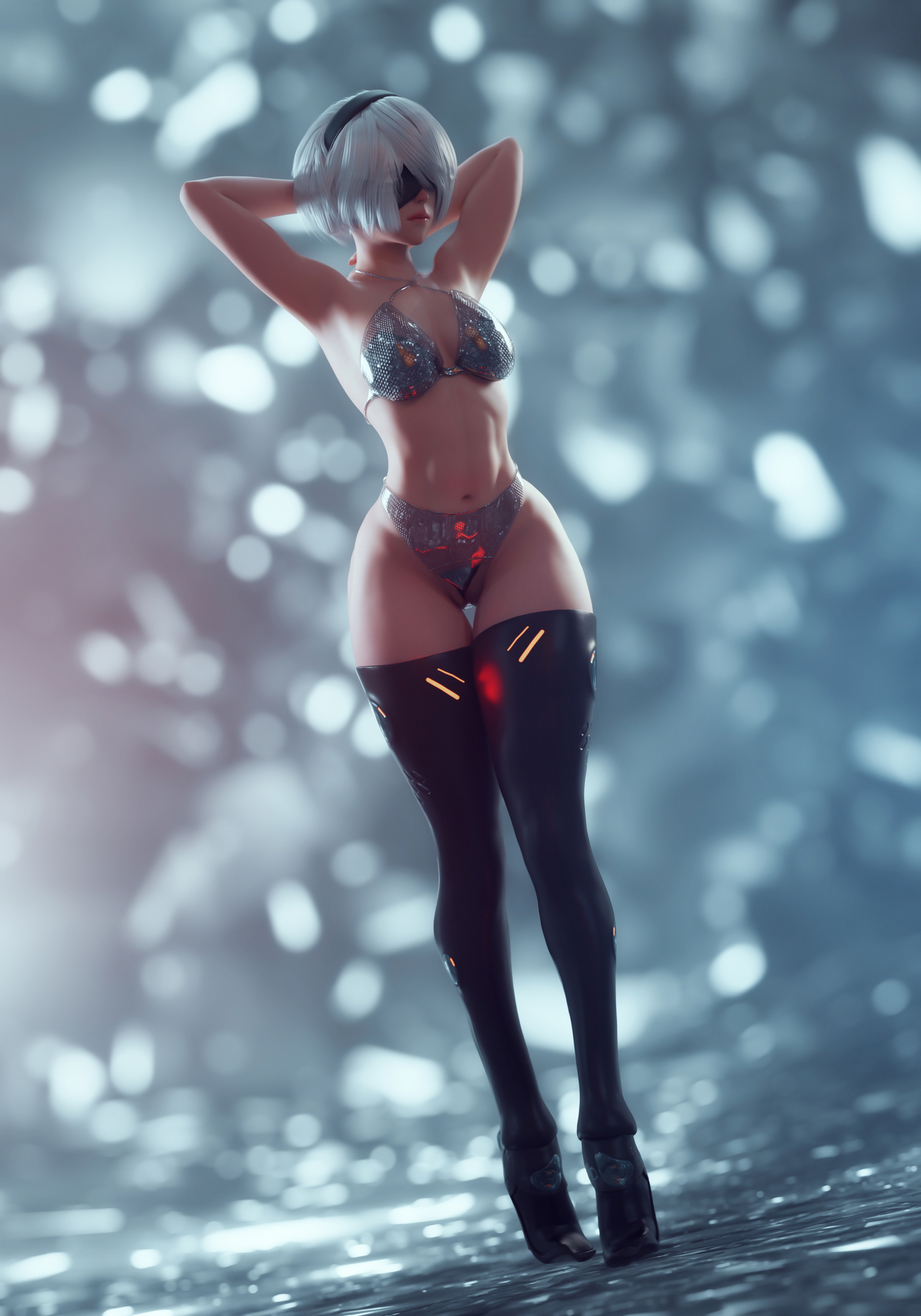 Nier automata 2b. Nier Automata Yorha 2b 3d Porn Fit Lingerie High Heels Natural Boobs