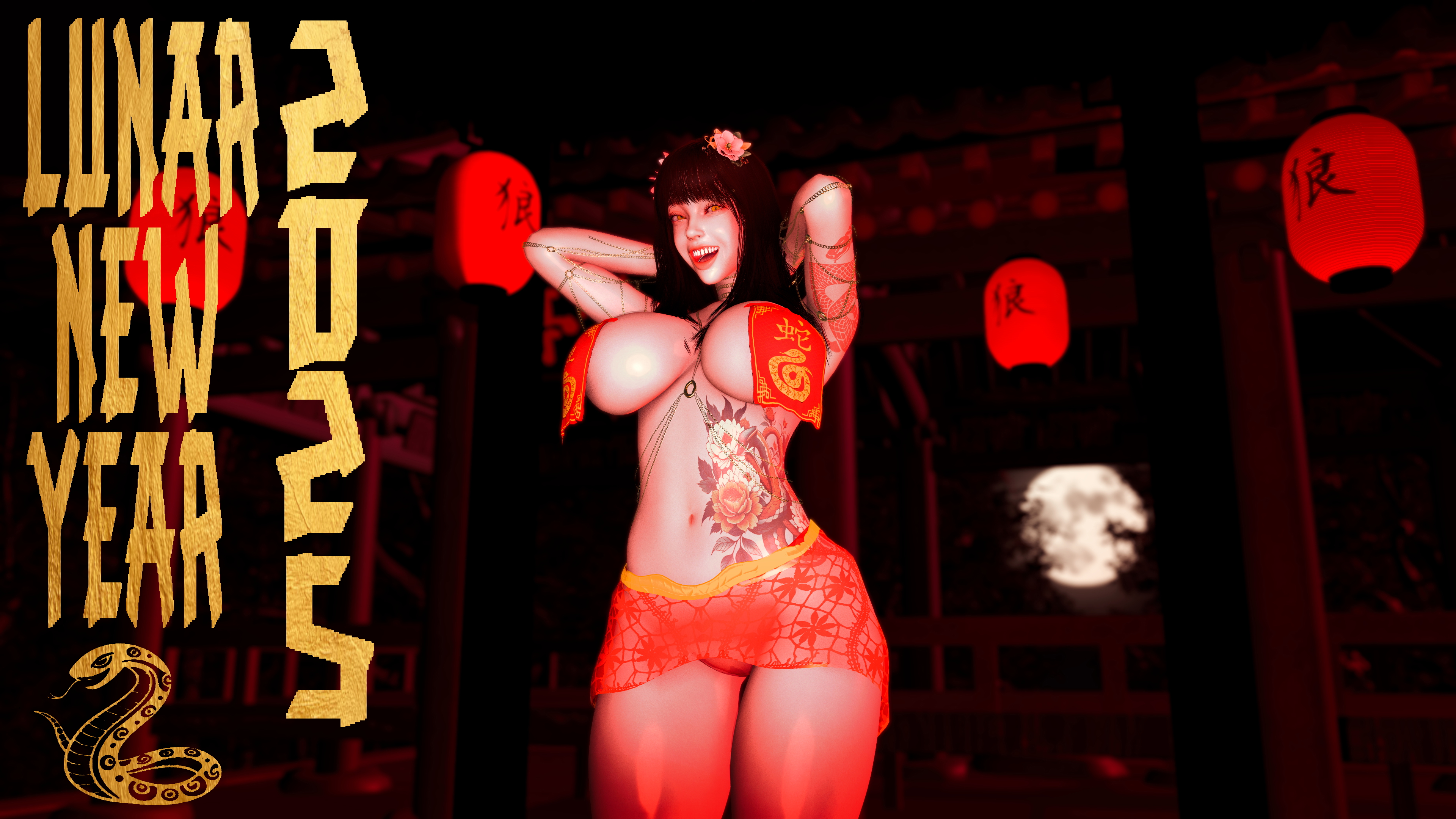 Lunar New Year 2025  Asian Big Tits Thighjob Gangbang Standing Doggy Standing Sex