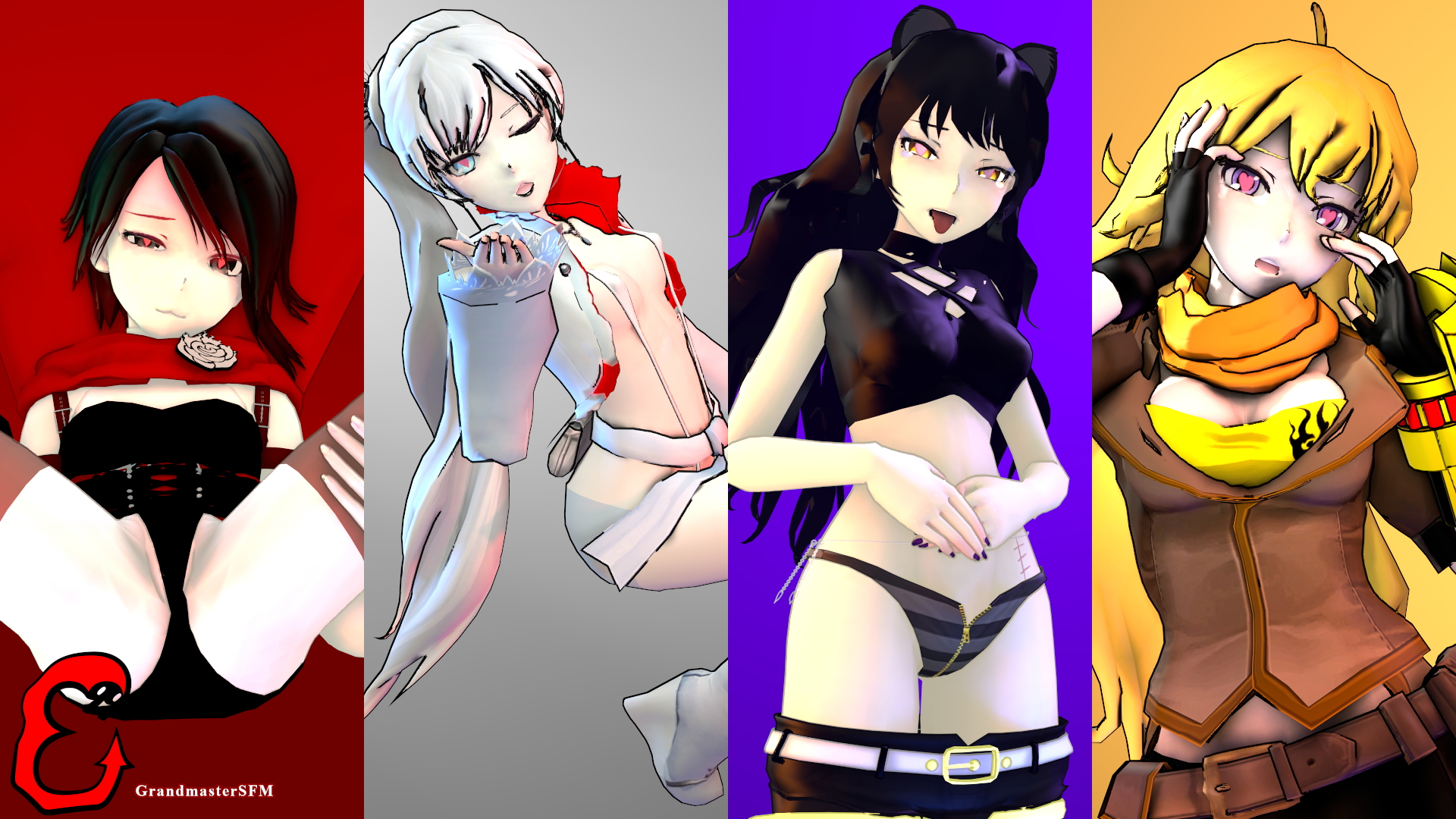 Rwby Rwby Ruby_rose Weiss Schnee Blake Belladonna Yang Xiao Long Source Filmmaker Sfm